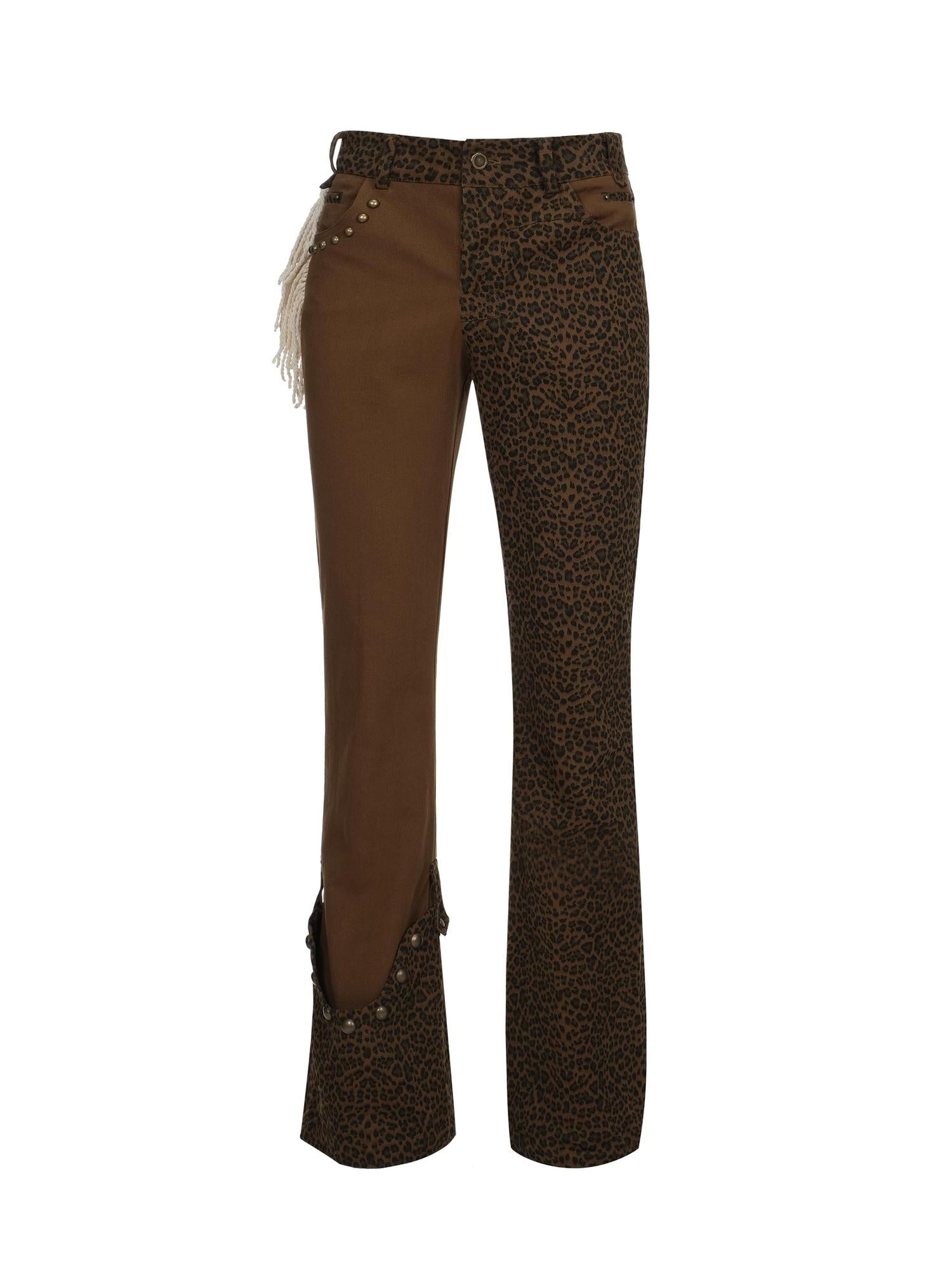 FULLTIDE Comfortable Cotton Micro Flare Office Pockets Natural Waist Women Brown Pants