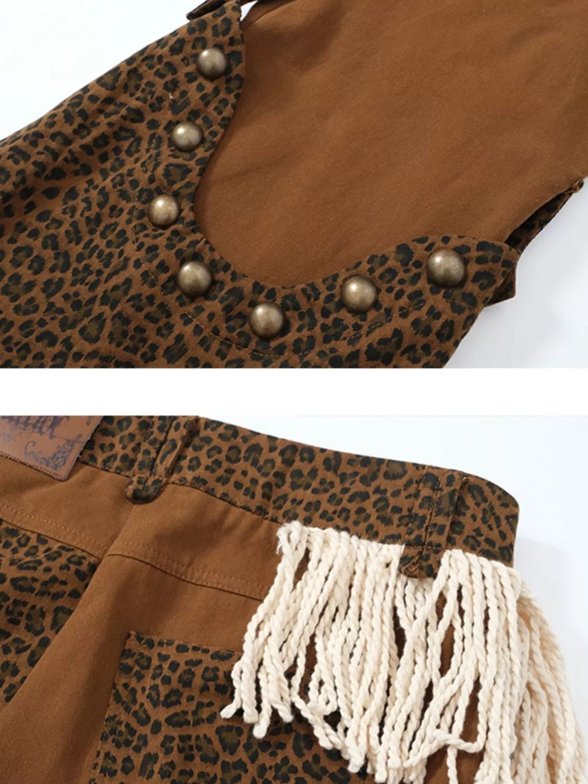 FULLTIDE Comfortable Cotton Micro Flare Office Pockets Natural Waist Women Brown Pants