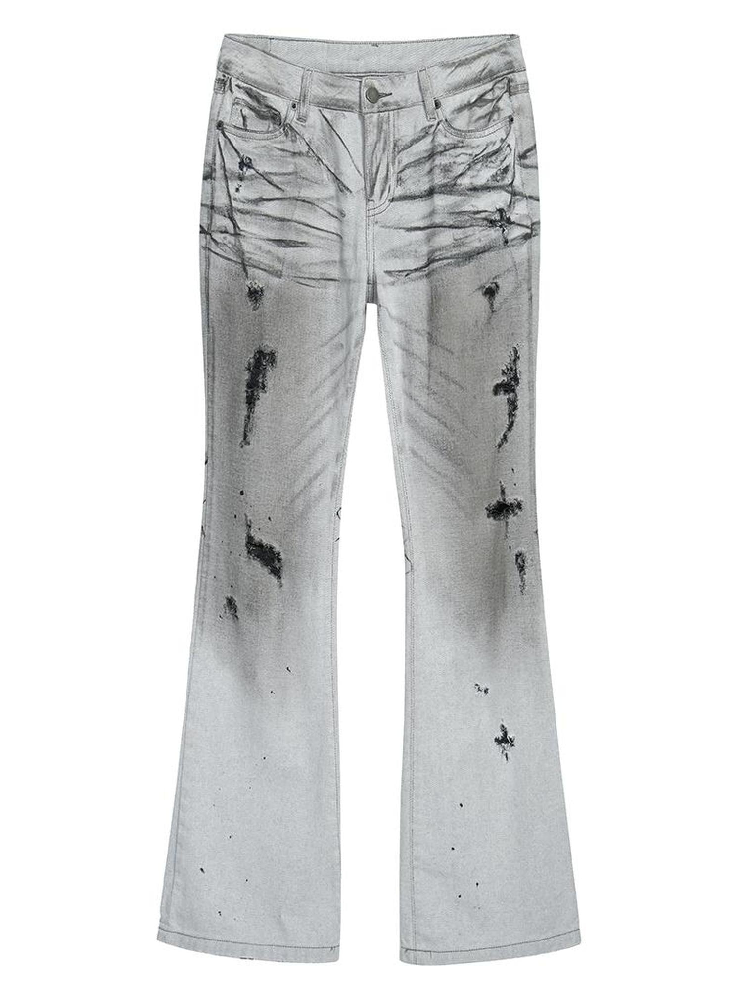 FULLTIDE Cooling Distressed Low Rise Wide Leg Light Wash Women Denim Jeans