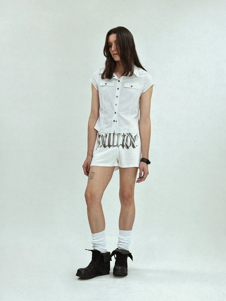 FULLTIDE Cotton Blend Slim Fit Polo Collar Button Front Short Sleeve Workwear Women Shirt