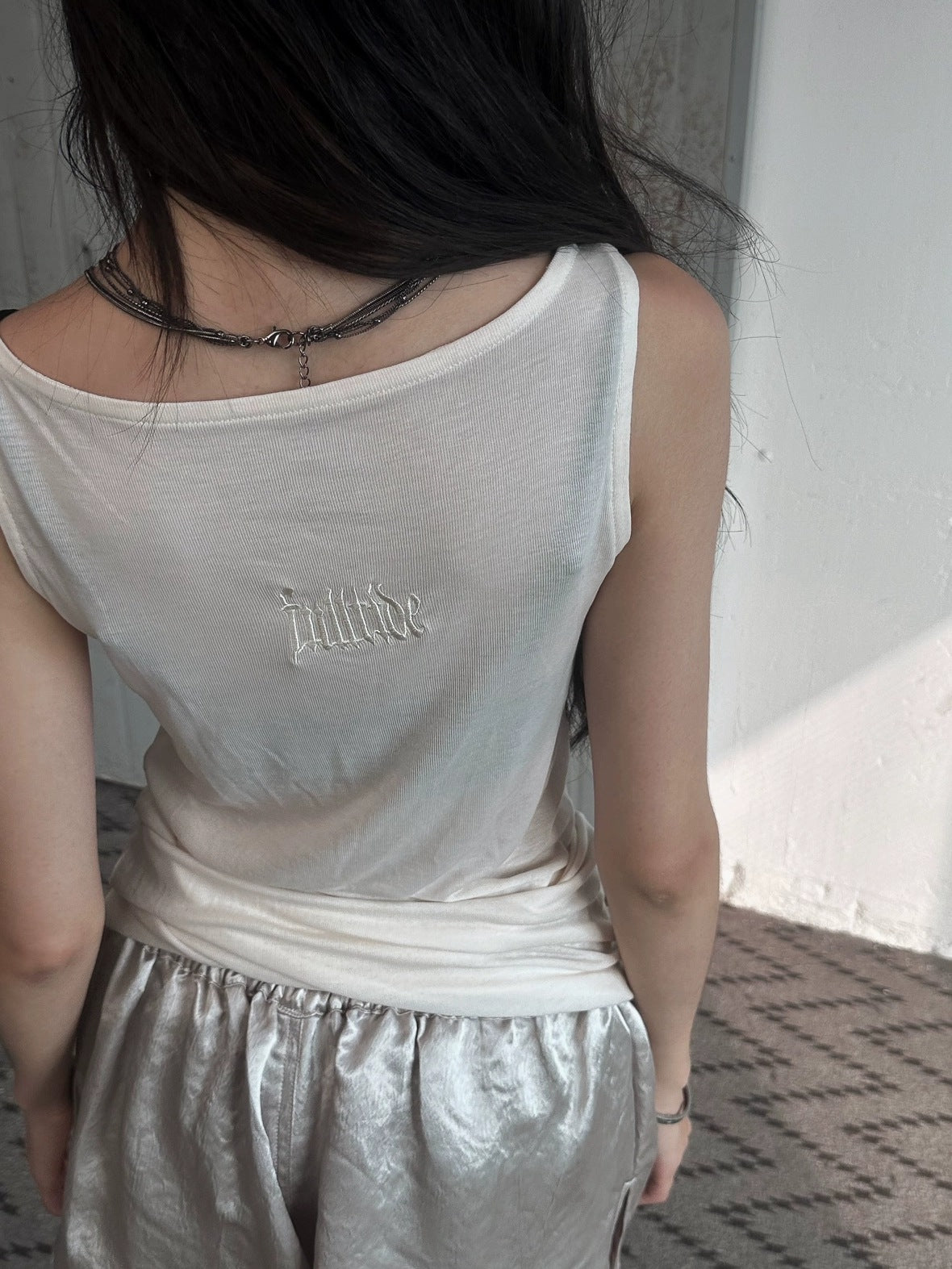 FULLTIDE Cotton Wool Blend Slim Spaghetti Strap Office Women Solid T-Shirt