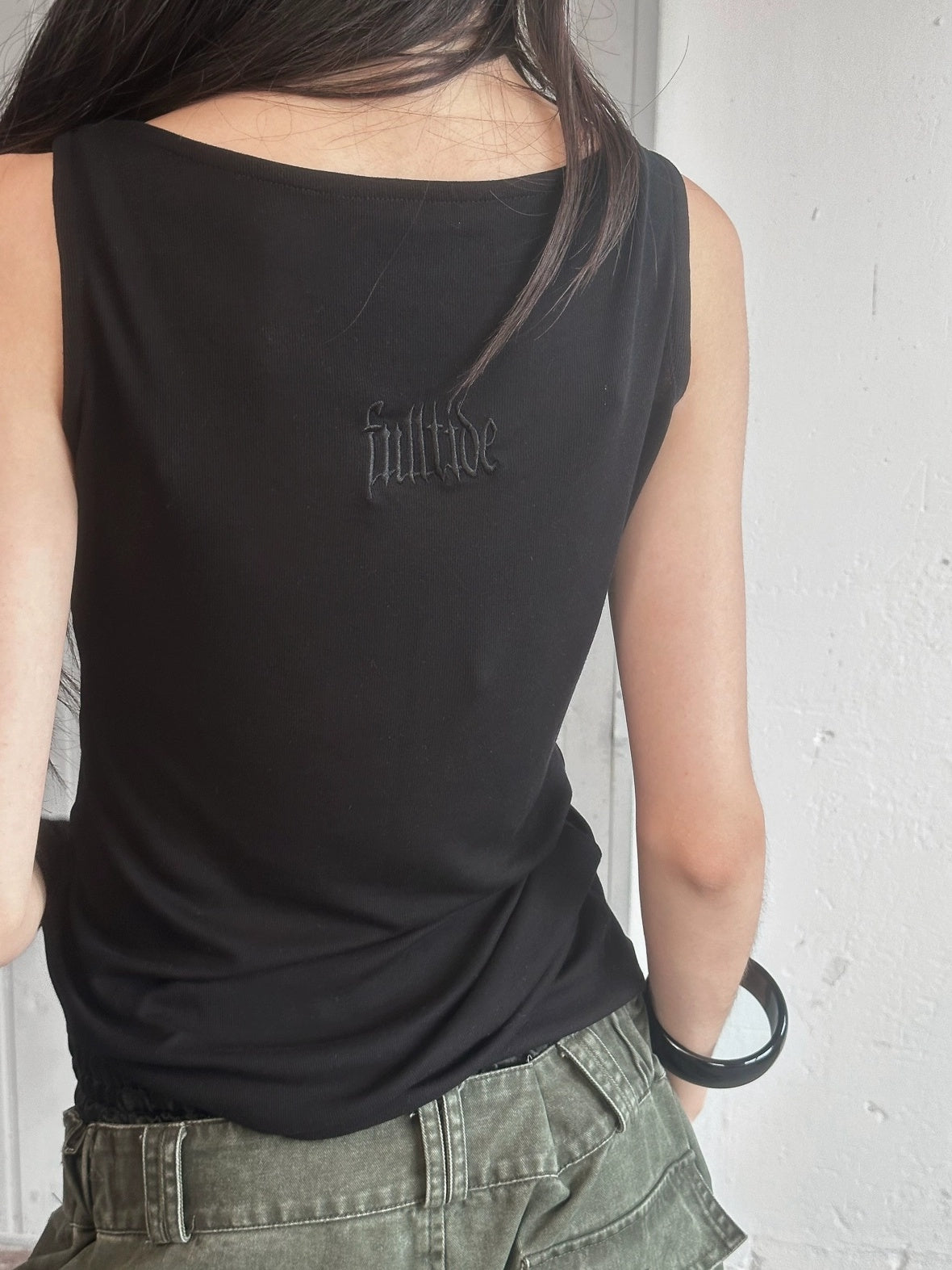 FULLTIDE Cotton Wool Blend Slim Spaghetti Strap Office Women Solid T-Shirt