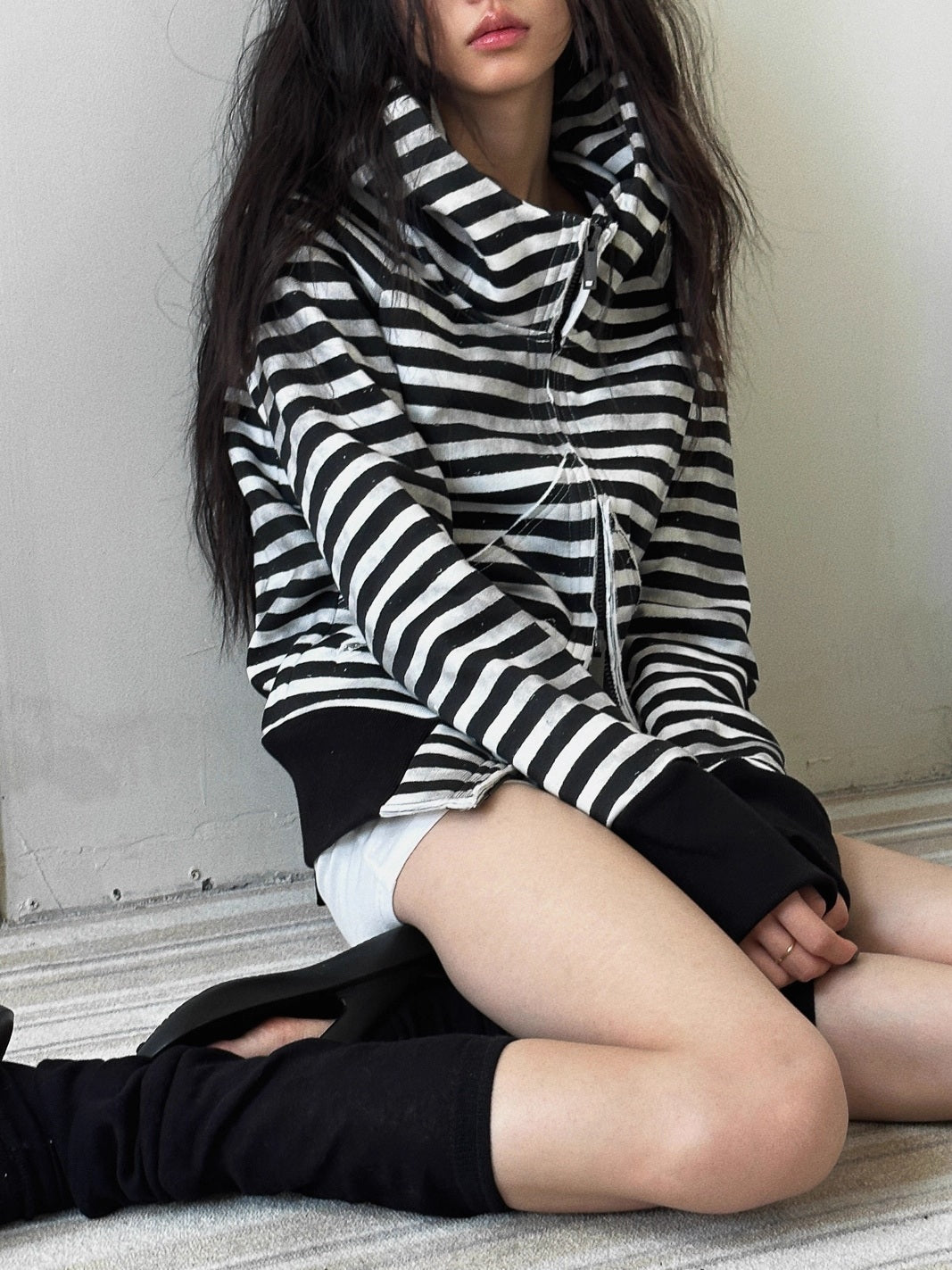 FULLTIDE_Cozy_Fleece_Striped_Half_Turtleneck_Street_Loose_Women_Cotton_Stretch_Hoodies_MISSTT