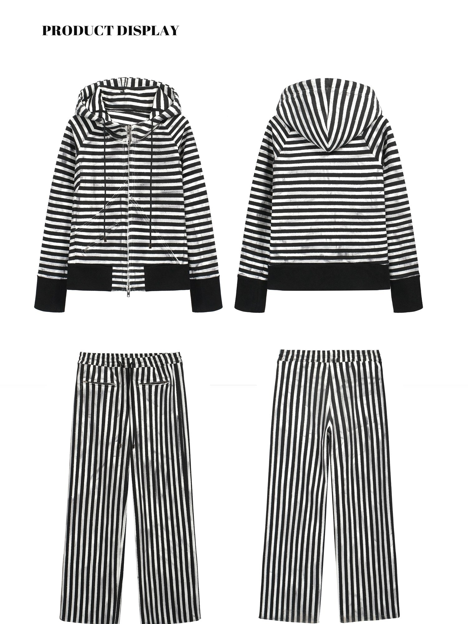 FULLTIDE Cozy Fleece Striped Half Turtleneck Street Loose Women Cotton Stretch Hoodies