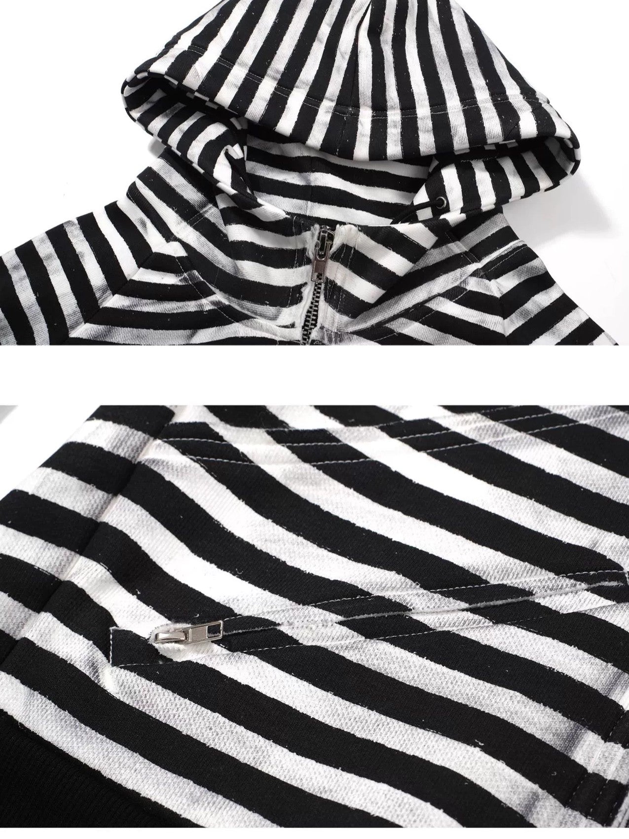FULLTIDE Cozy Fleece Striped Half Turtleneck Street Loose Women Cotton Stretch Hoodies