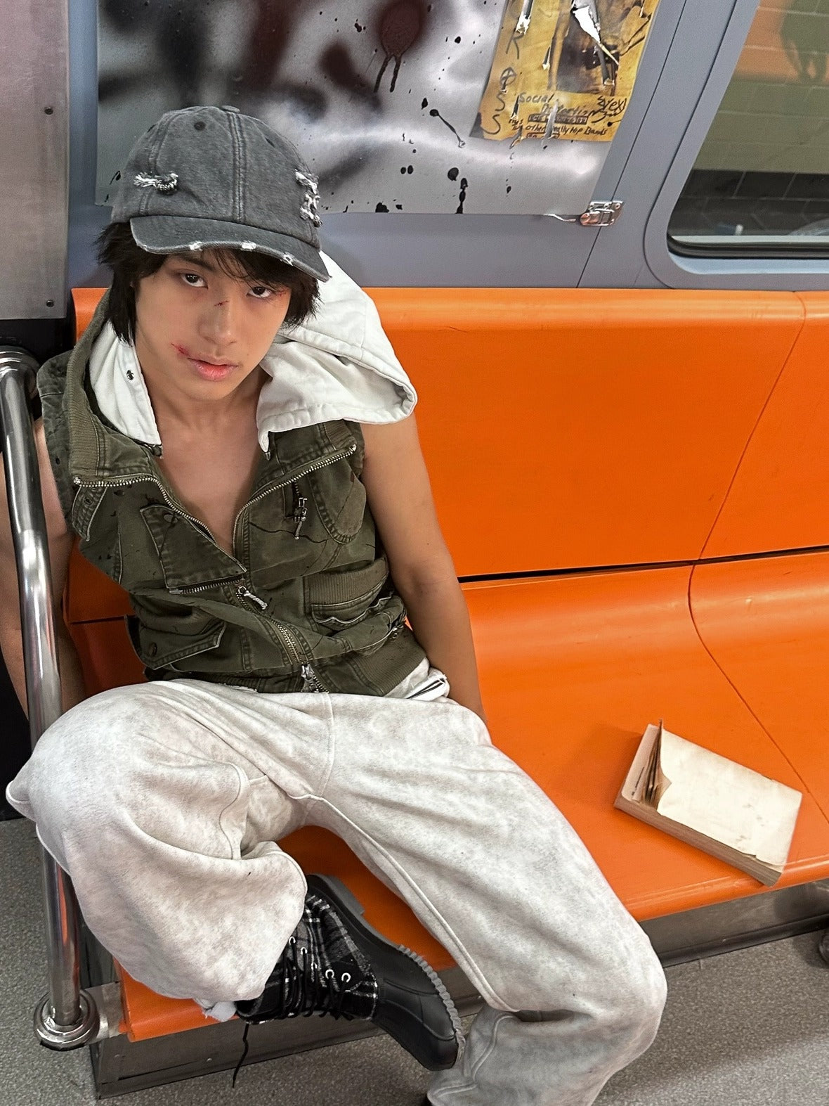 FULLTIDE Detachable Hood Cotton Denim Loose Fit Street Style Women Khaki Olive Jacket