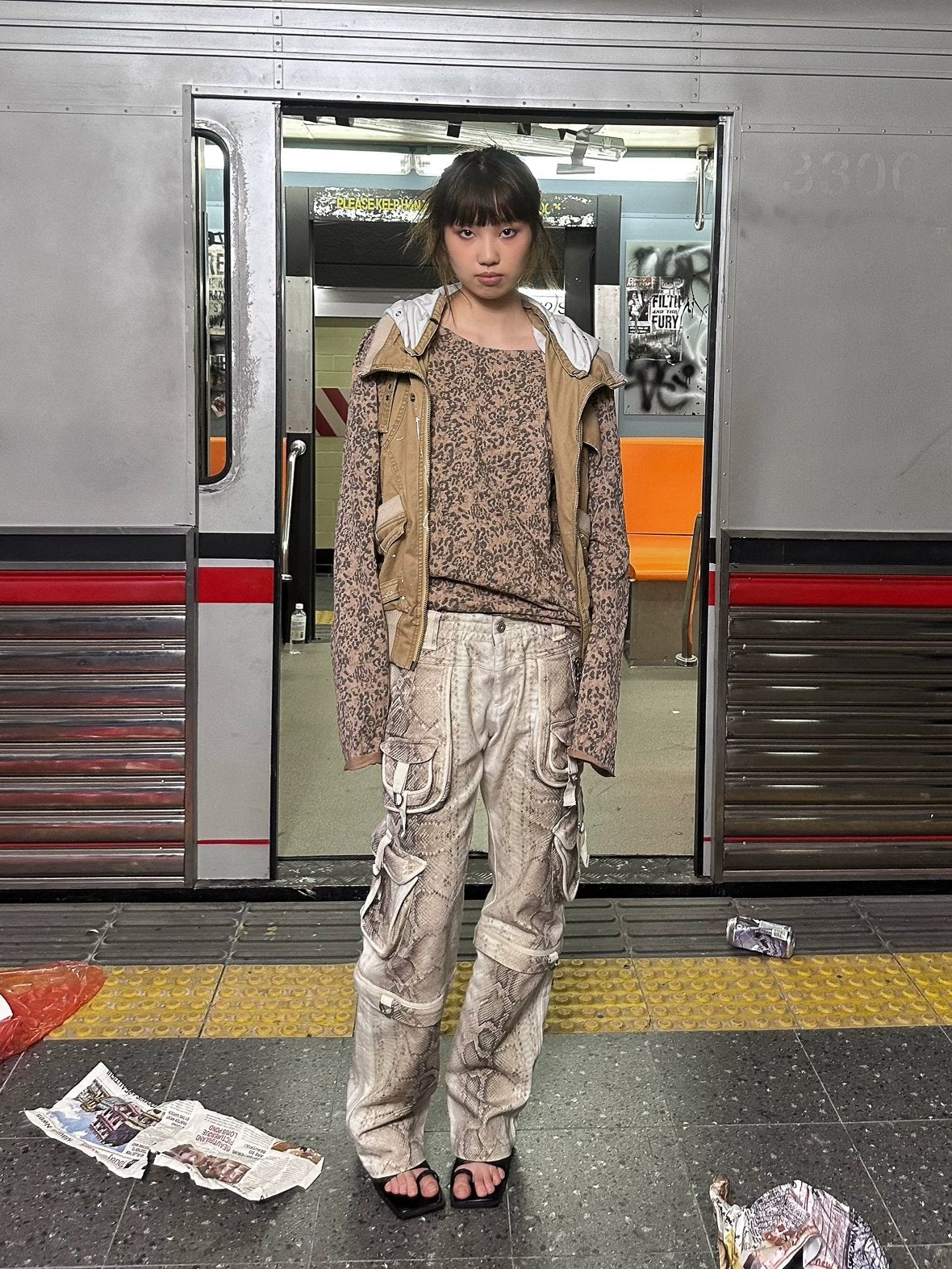 FULLTIDE Detachable Hood Cotton Denim Loose Fit Street Style Women Khaki Olive Jacket