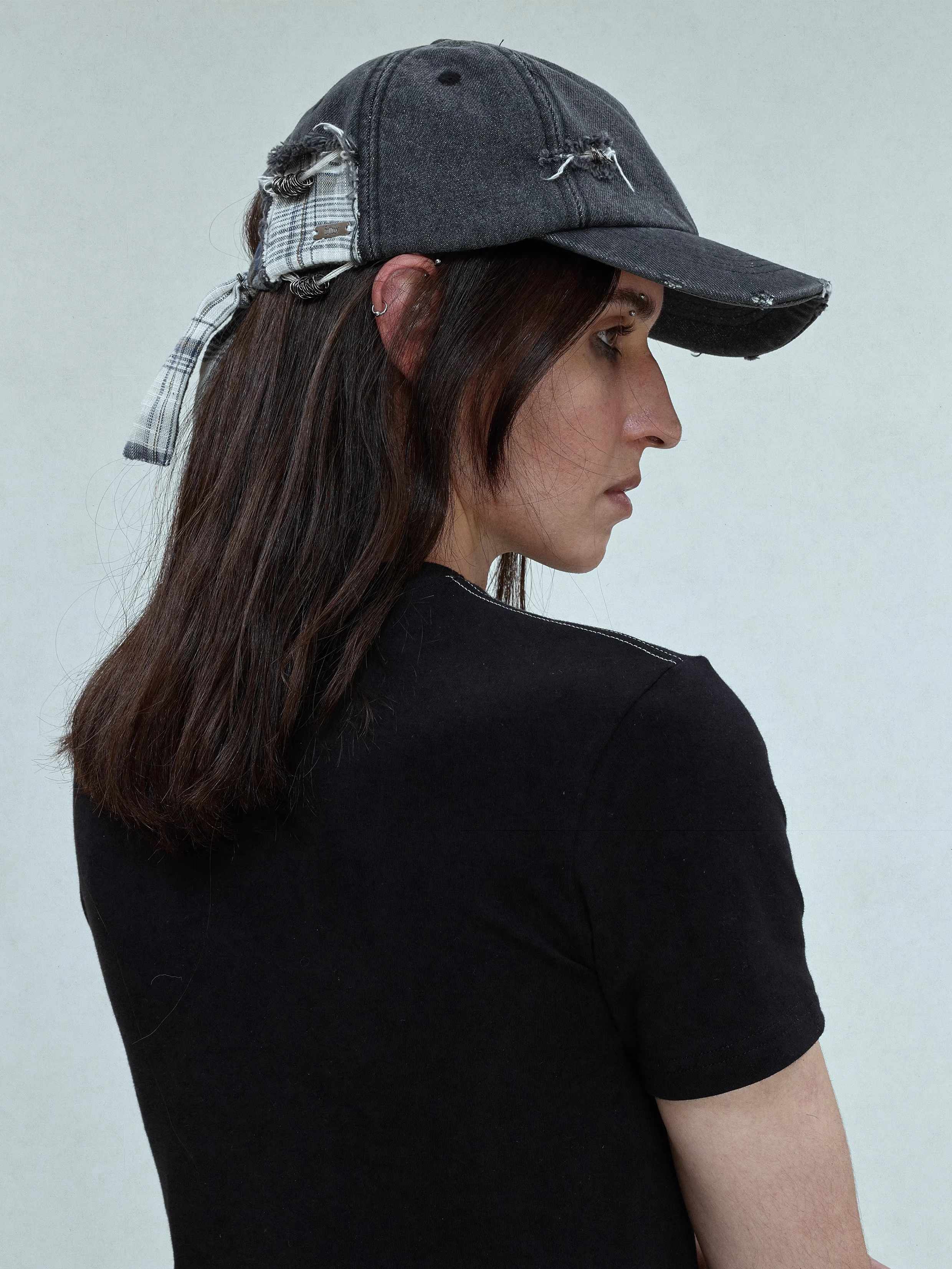 FULLTIDE_Distressed_Cotton_Denim_Casual_Wide_Brim_Unisex_Street_Grey_Blue_Plaid_Hat_MISSTT