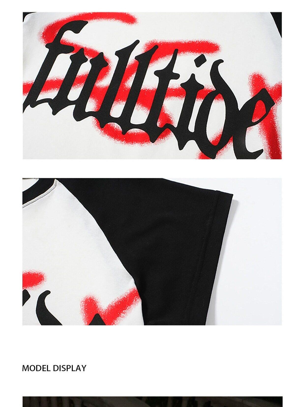 FULLTIDE Exposed Waist Text Print Thermal Transfer Raglan Women&