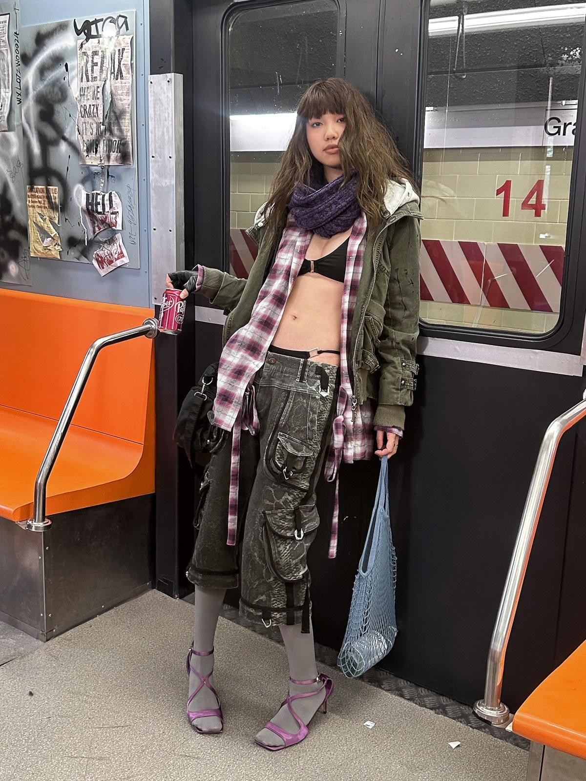 FULLTIDE Hand Painted Distressed Low Waist Workwear Women&