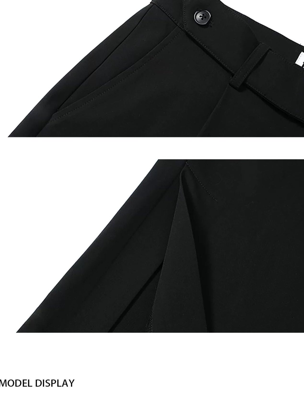 FULLTIDE High Viscose Content Retro Wide Leg Mid Rise Zipper Women Black Pants