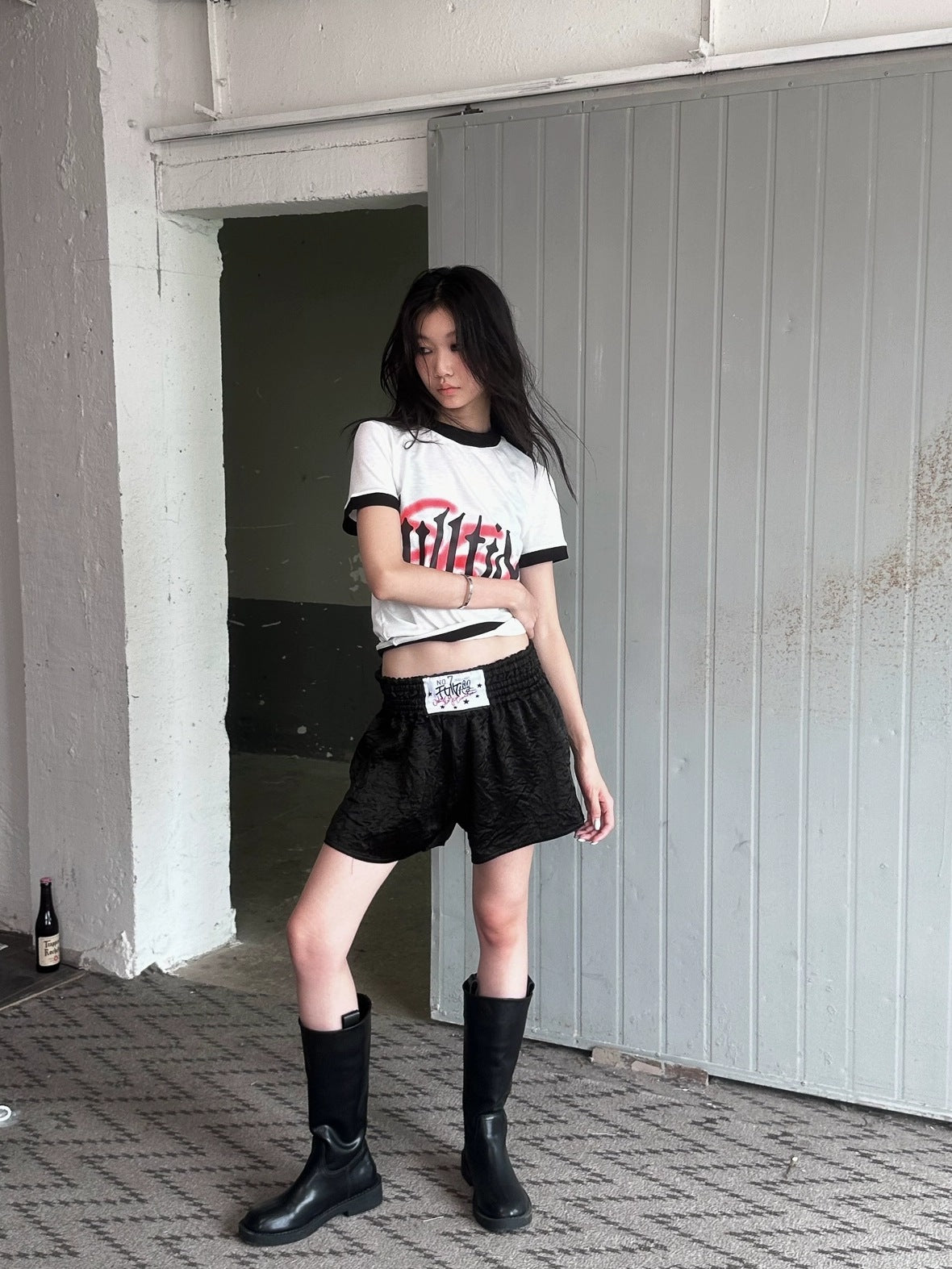 FULLTIDE Hot Girl Cropped Round Neck Short Sleeve 100 Percent Cotton Women T-Shirt