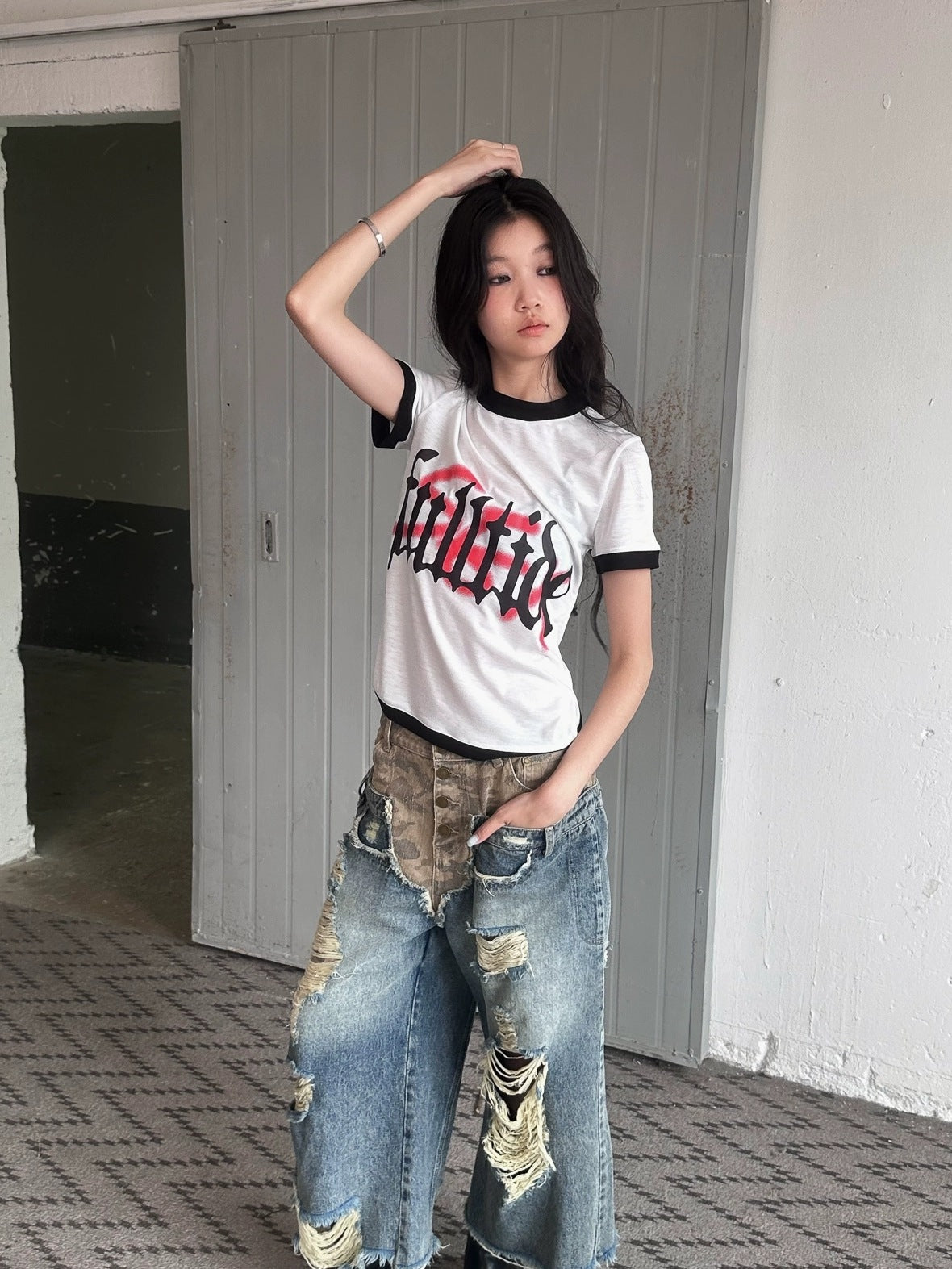 FULLTIDE Hot Girl Cropped Round Neck Short Sleeve 100 Percent Cotton Women T-Shirt