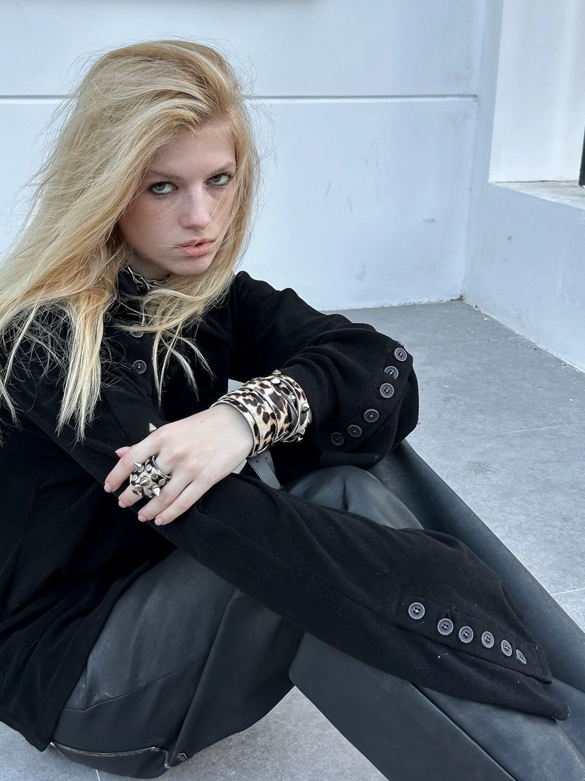 FULLTIDE Leopard Print Five Piece Hip Hop Double Ring Alloy Buckle Unisex Belt