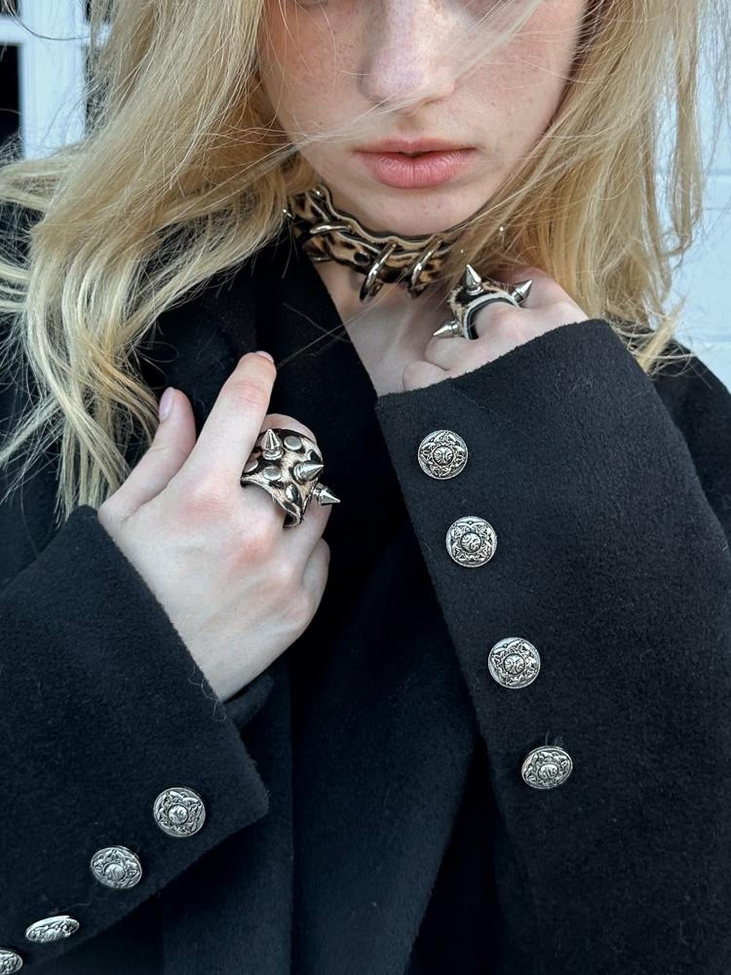 FULLTIDE Leopard Print Five Piece Hip Hop Double Ring Alloy Buckle Unisex Belt