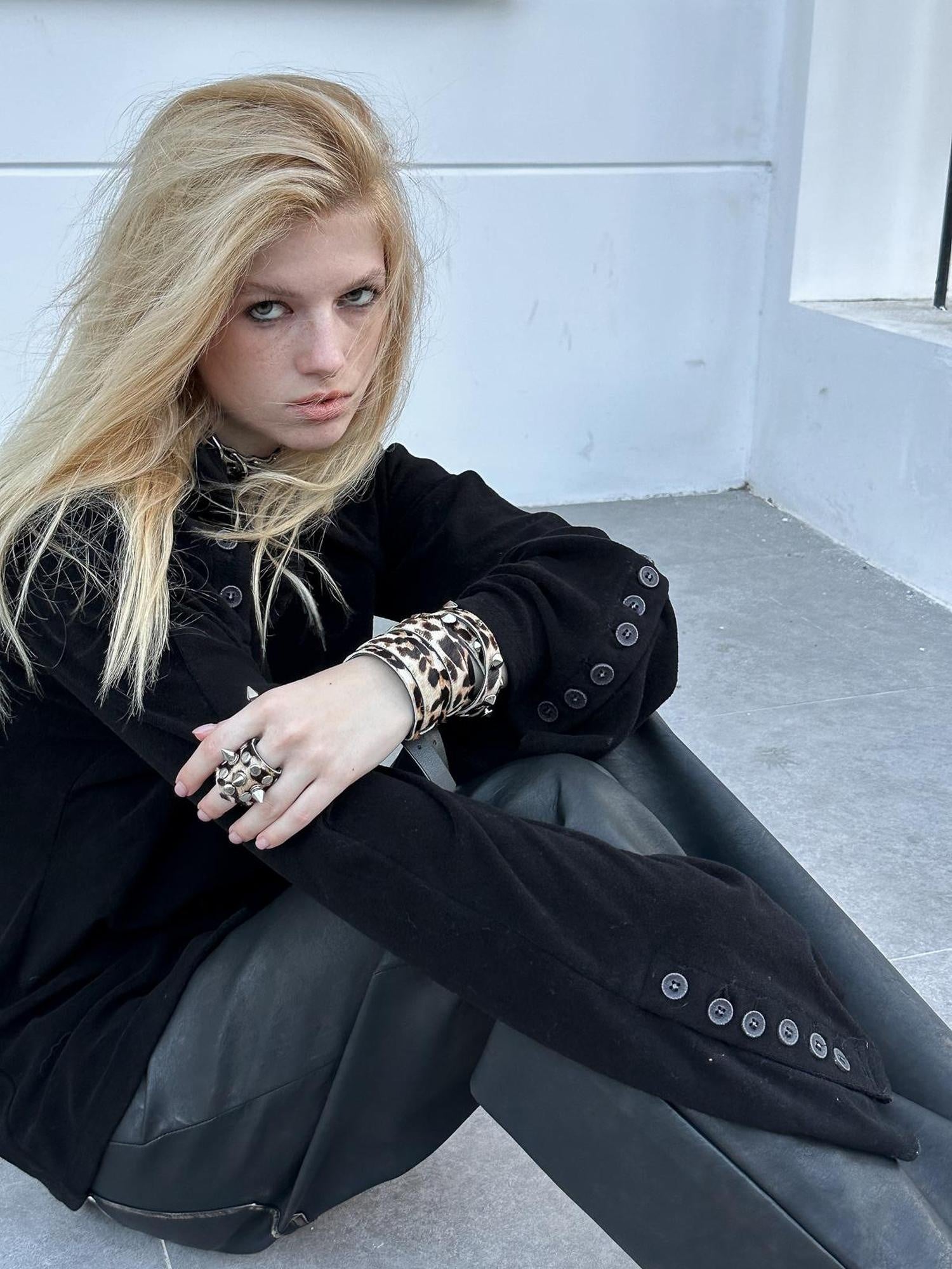 FULLTIDE Leopard Print Five Piece Hip Hop Double Ring Alloy Buckle Unisex Belt