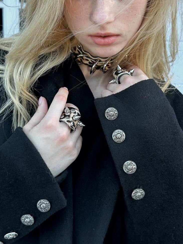 FULLTIDE Leopard Print Five Piece Hip Hop Double Ring Alloy Buckle Unisex Belt