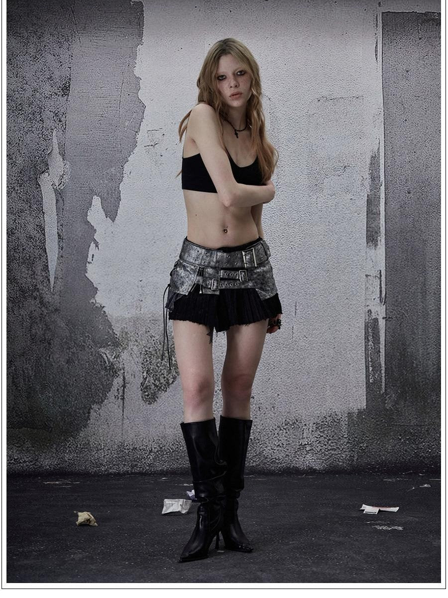 FULLTIDE Leopard Print Punk Vintage Sexy Low Rise A Line Women&