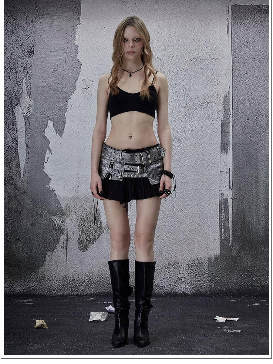 FULLTIDE Leopard Print Punk Vintage Sexy Low Rise A Line Women&