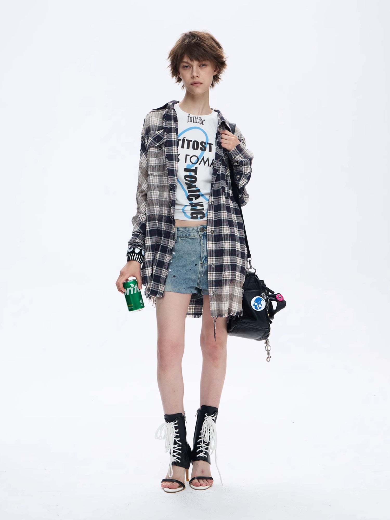 FULLTIDE Light Blue Denim Casual Loose Wide Leg Low Rise Zip Fly Women Shorts