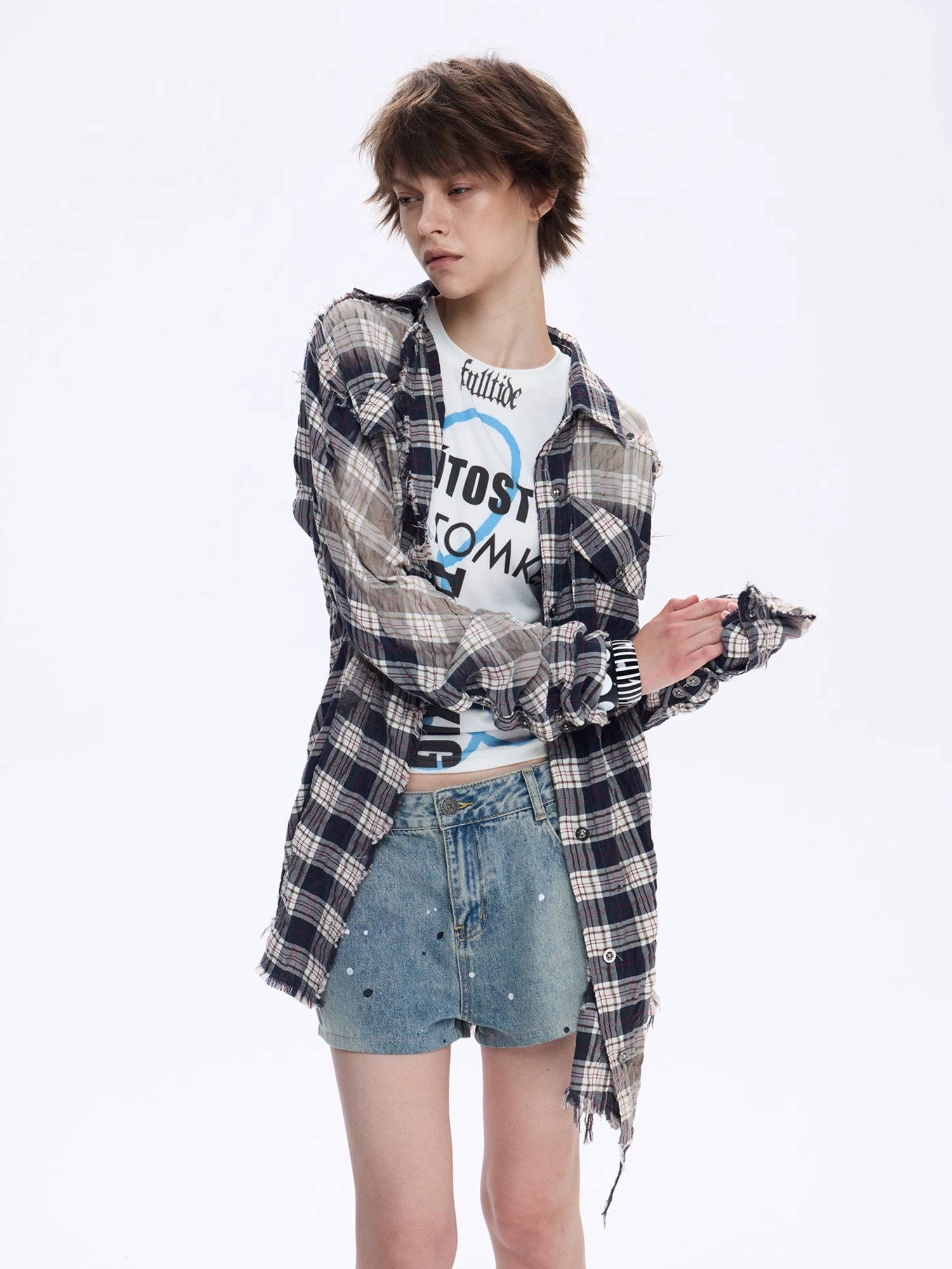 FULLTIDE Light Blue Denim Casual Loose Wide Leg Low Rise Zip Fly Women Shorts