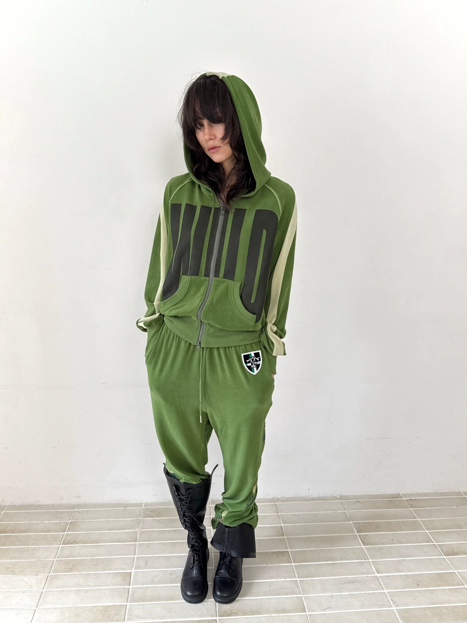 FULLTIDE Loose Colorblock Zip Hooded Streetwear Women Viscose Blend Hoodies