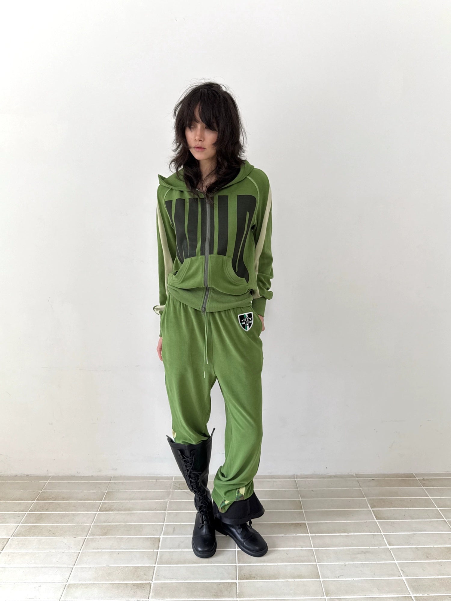 FULLTIDE Loose Colorblock Zip Hooded Streetwear Women Viscose Blend Hoodies