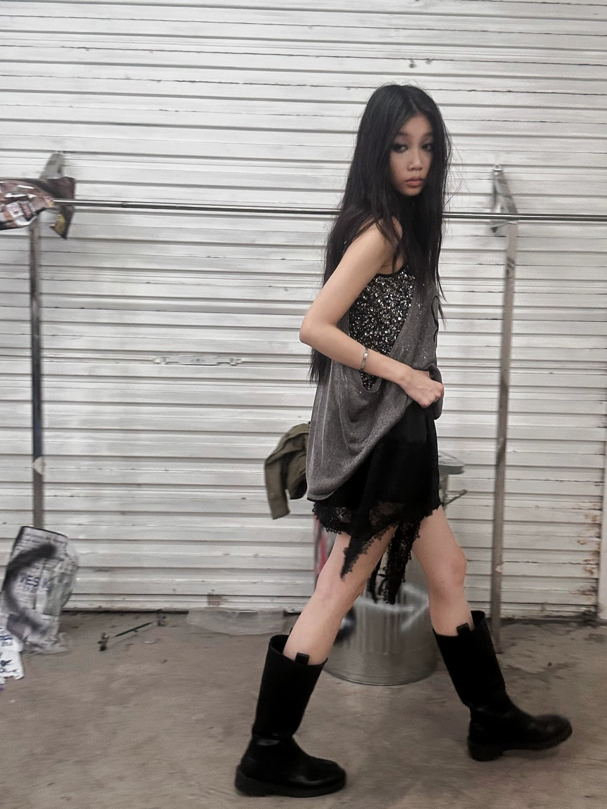 FULLTIDE Low Waist Patchwork Street Style Women Triacetate Fabric Mini Skirt