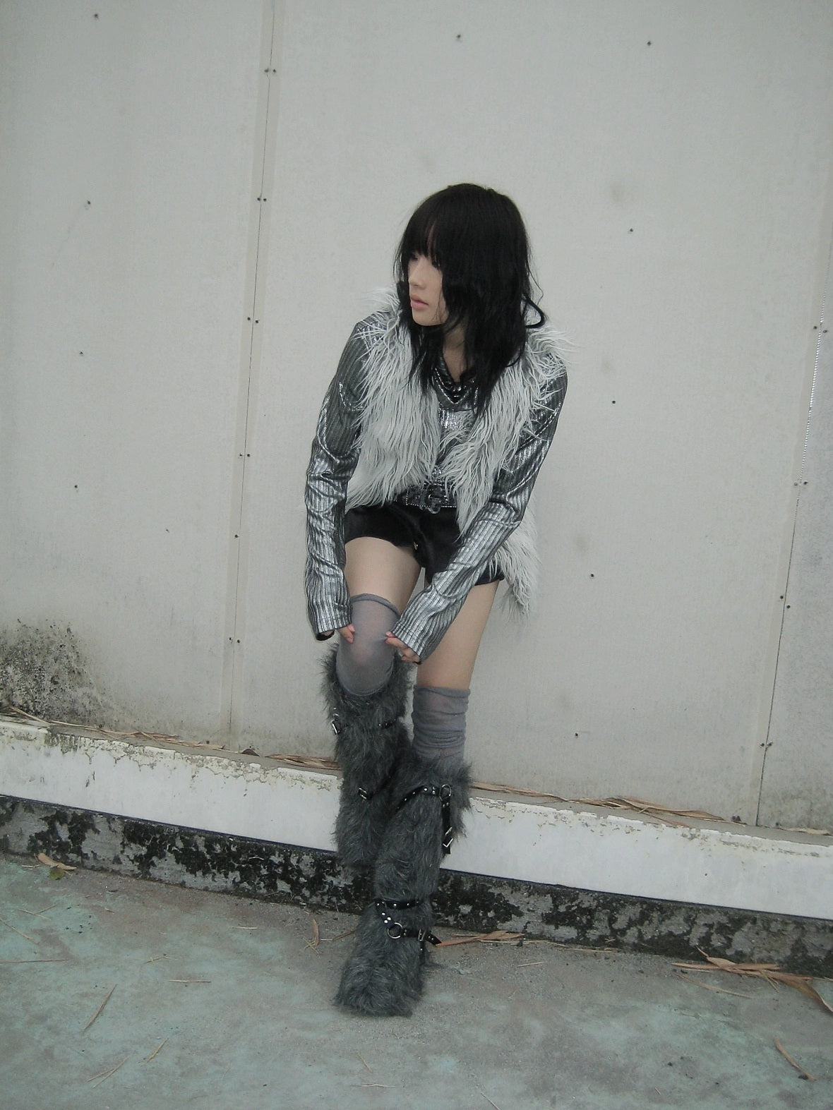 FULLTIDE Metallic Stretch Cool Style Cowl Neck Long Sleeve Slim Fit Women T-Shirt