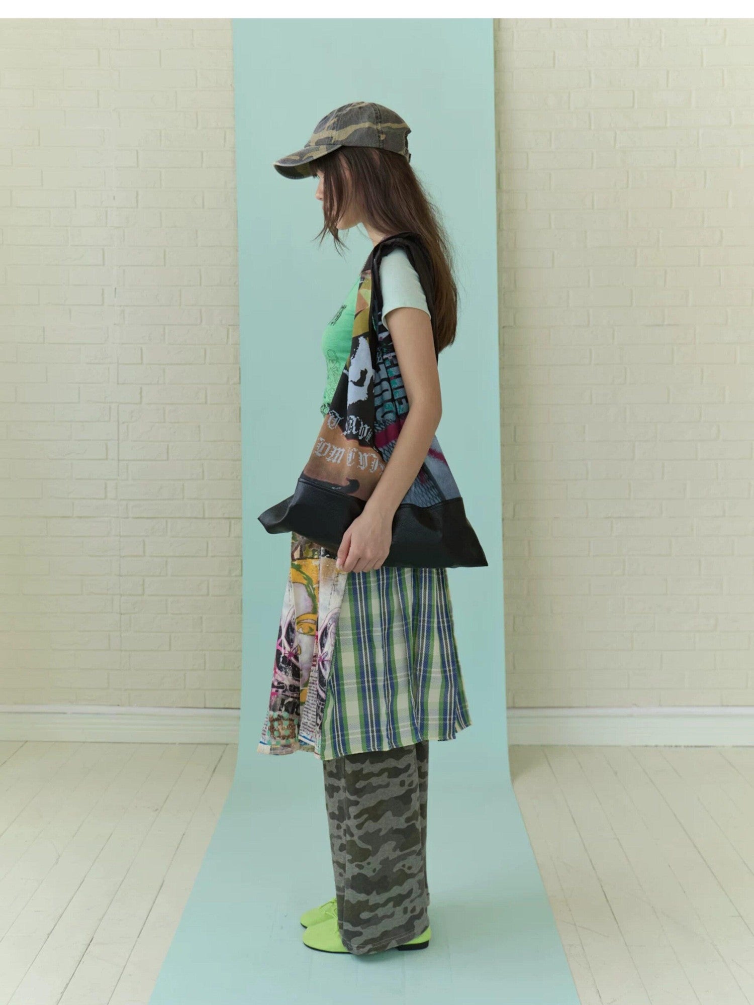 FULLTIDE Mint Graffiti Deconstructed Topstitch A Line Women&
