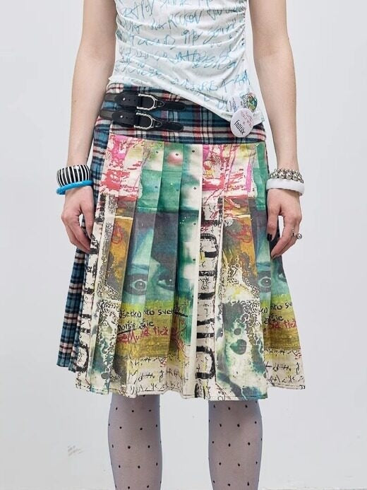 FULLTIDE_Navy_Plaid_Graffiti_Print_Distressed_Buckle_Women&