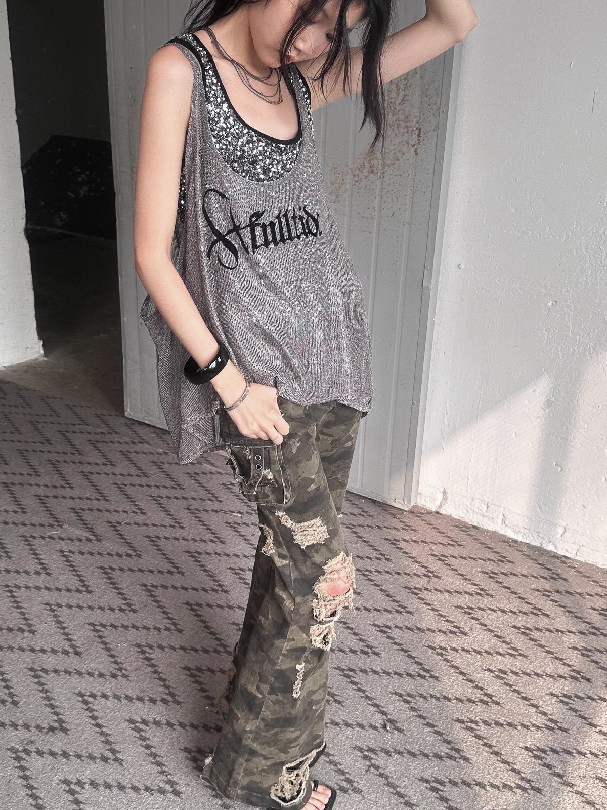 FULLTIDE_Original_Camo_Denim_Pure_Cotton_Low_Rise_Micro_Flare_Women_Long_Pants_MISSTT