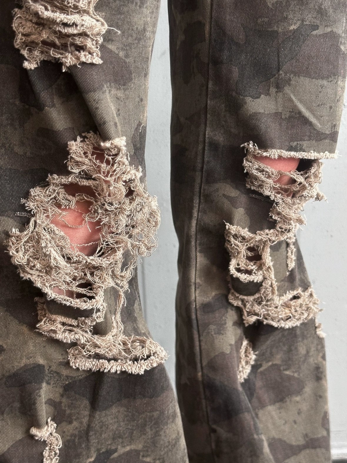 FULLTIDE Original Camo Denim Pure Cotton Low Rise Micro Flare Women Long Pants