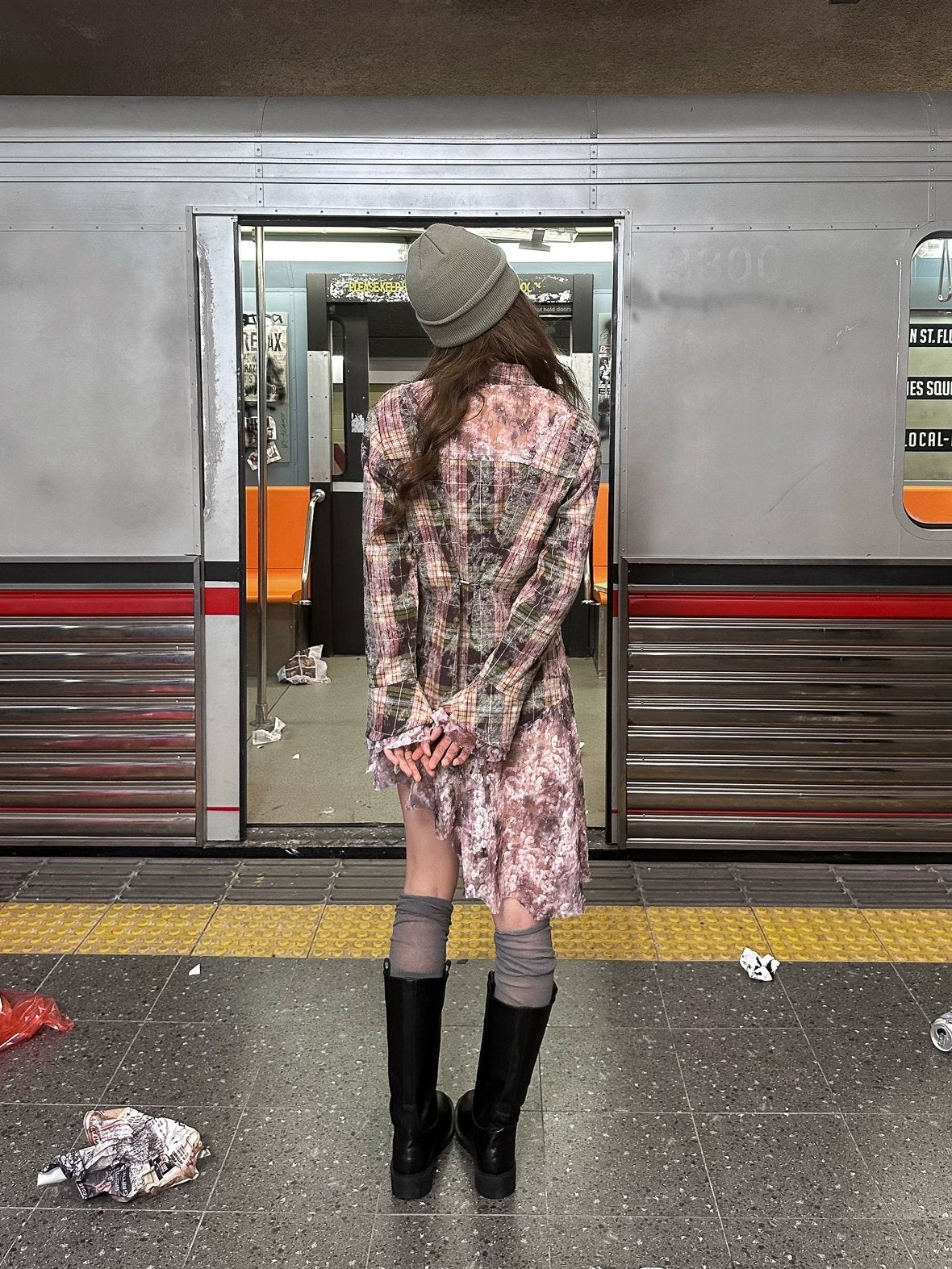 FULLTIDE Original Design Colorblock Square Neck Bell Sleeve Slim Cotton Women Dresses