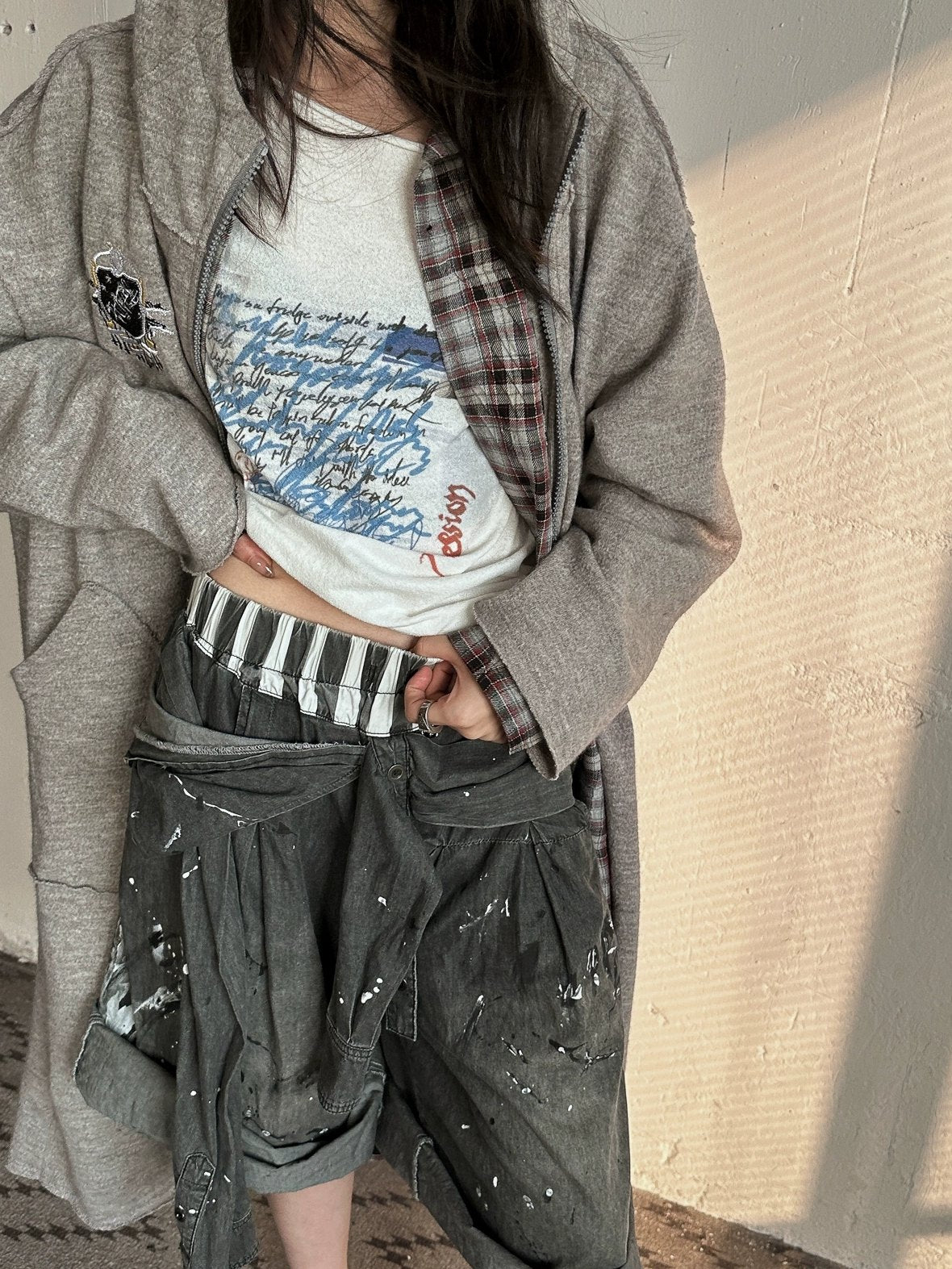 FULLTIDE Oversized Cotton Hooded Longline Loose Fit Long Sleeve Women Solid Coat