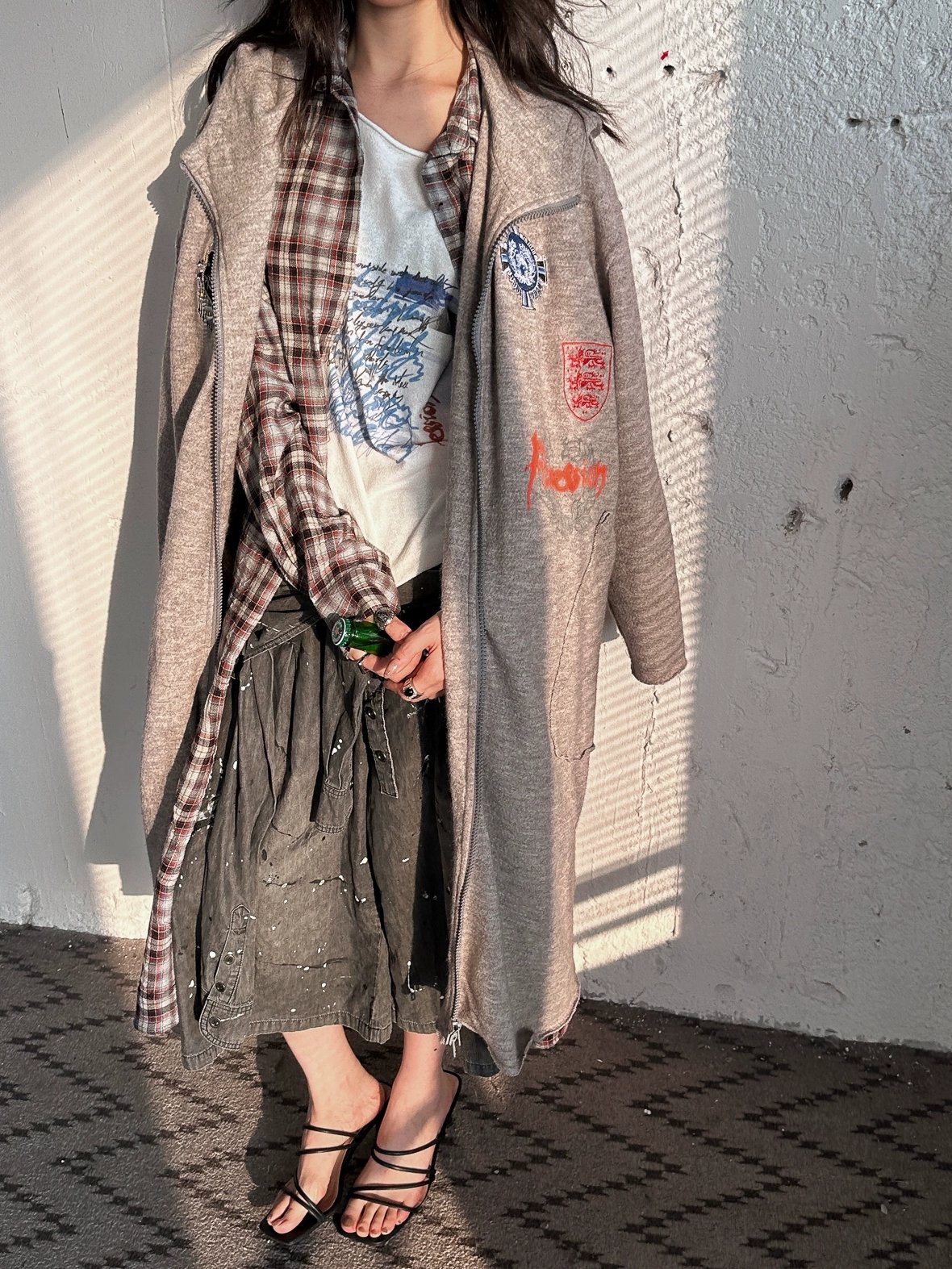 FULLTIDE Oversized Cotton Hooded Longline Loose Fit Long Sleeve Women Solid Coat