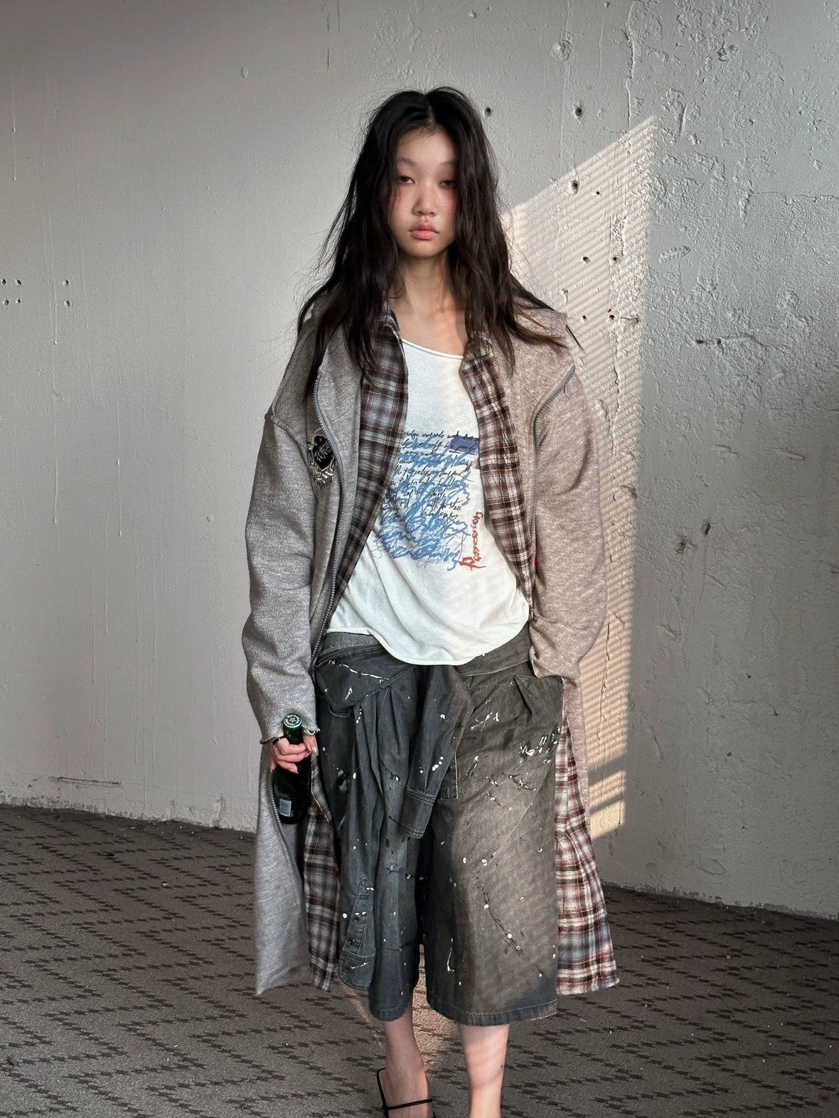 FULLTIDE Oversized Cotton Hooded Longline Loose Fit Long Sleeve Women Solid Coat