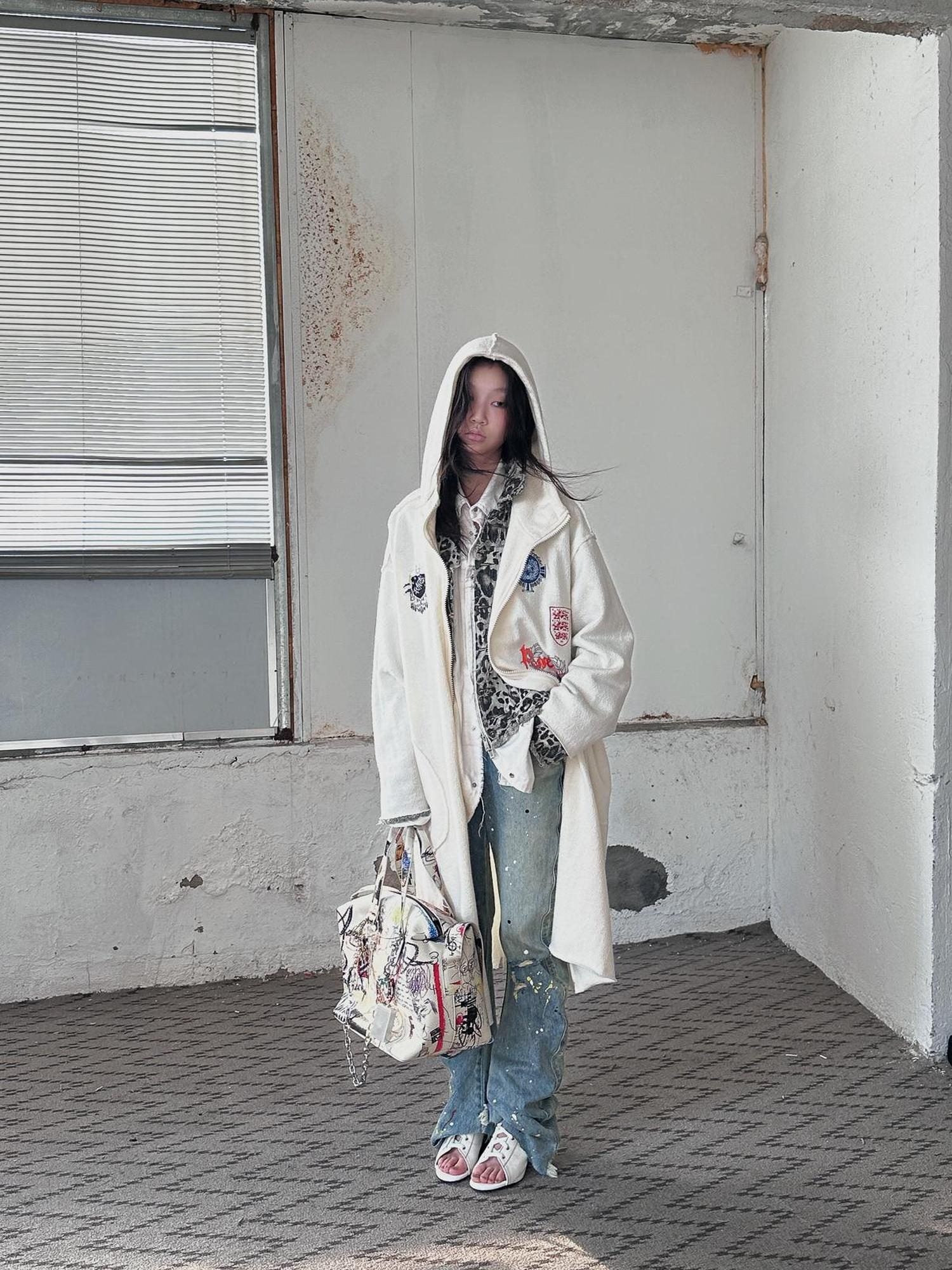 FULLTIDE Oversized Cotton Hooded Longline Loose Fit Long Sleeve Women Solid Coat