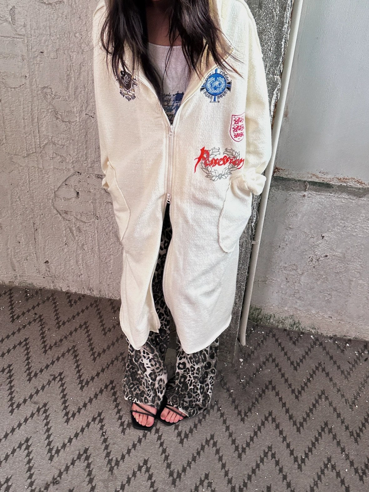 FULLTIDE Oversized Cotton Hooded Longline Loose Fit Long Sleeve Women Solid Coat