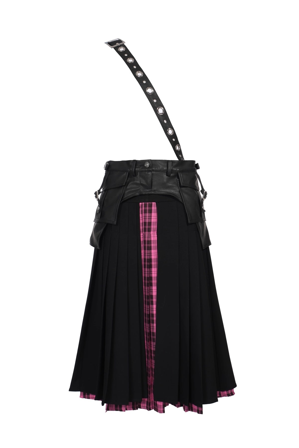 FULLTIDE_Pleated_A_Line_Mid_Waist_Suspenders_Women_Plaid_Poly_Cotton_Blend_Midi_Skirt_MISSTT