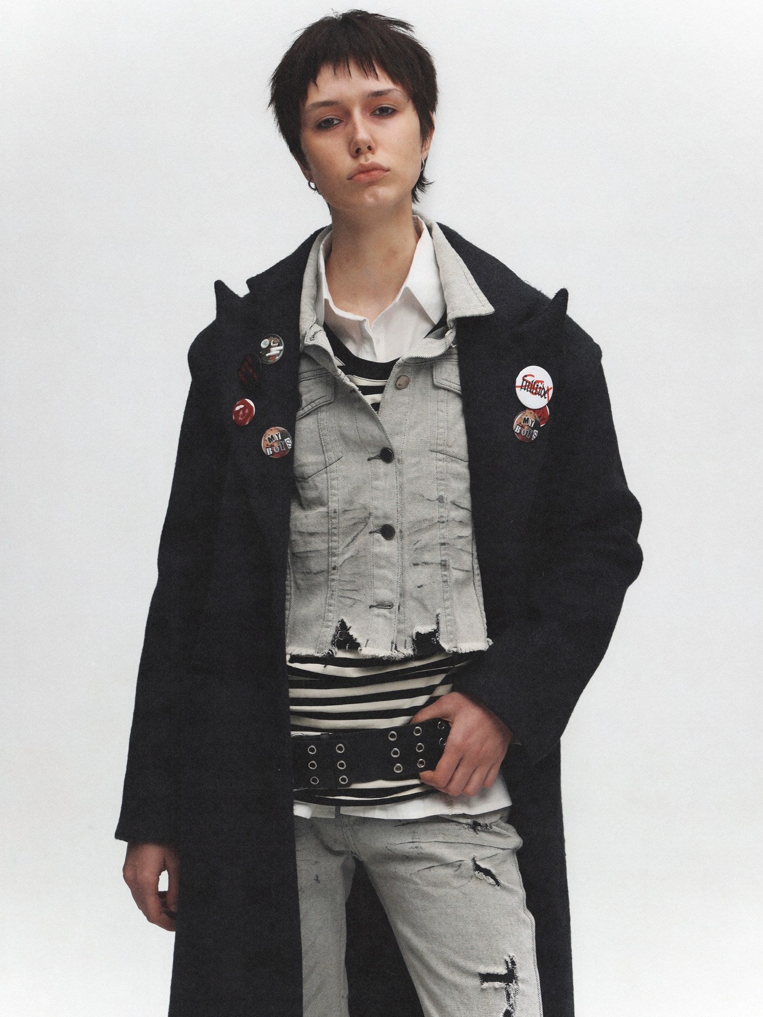 FULLTIDE Premium Wool Blend Hooded Straight Midlength Commuter Women Single Breasted Coat