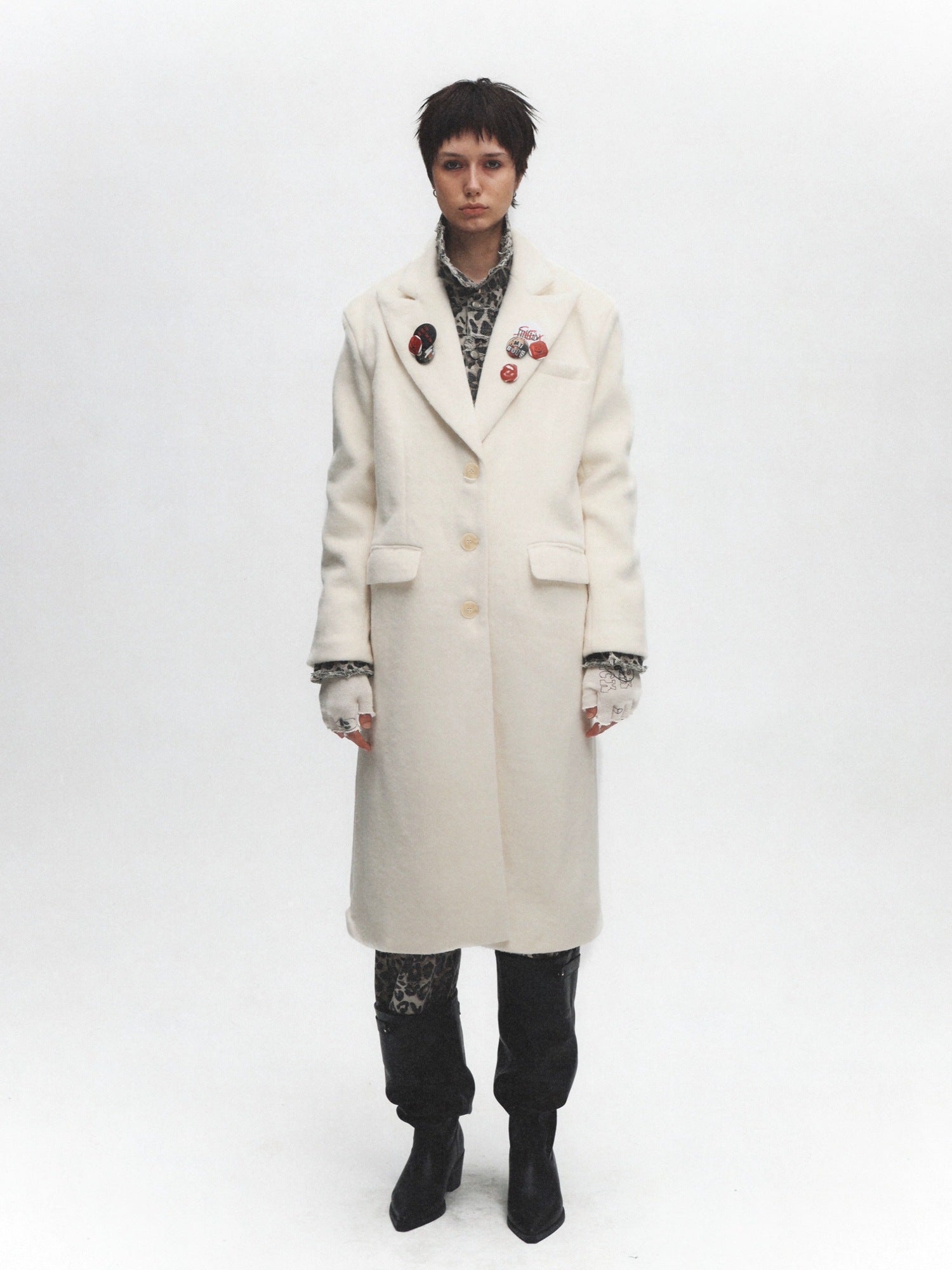 FULLTIDE Premium Wool Blend Hooded Straight Midlength Commuter Women Single Breasted Coat