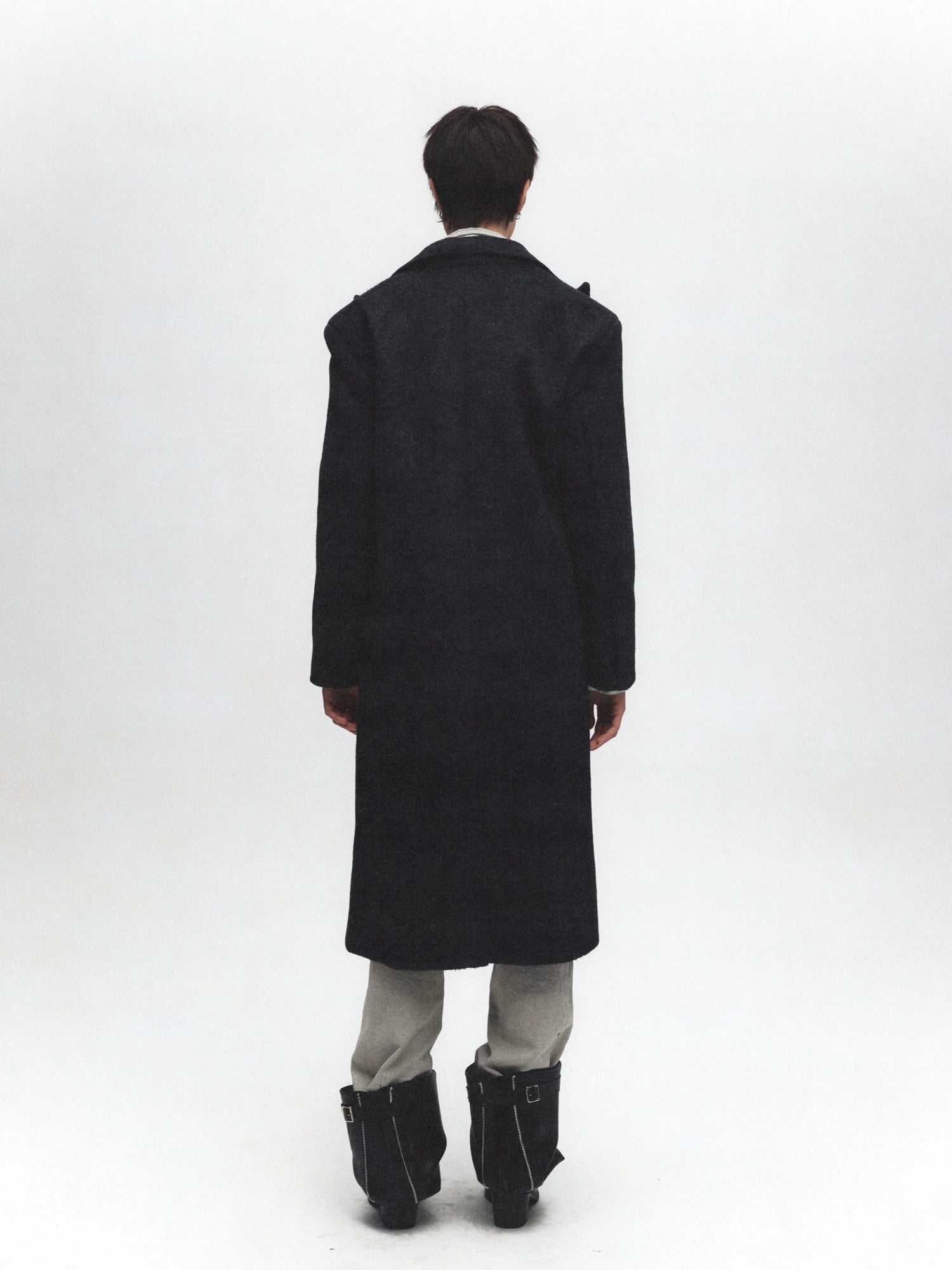 FULLTIDE Premium Wool Blend Hooded Straight Midlength Commuter Women Single Breasted Coat