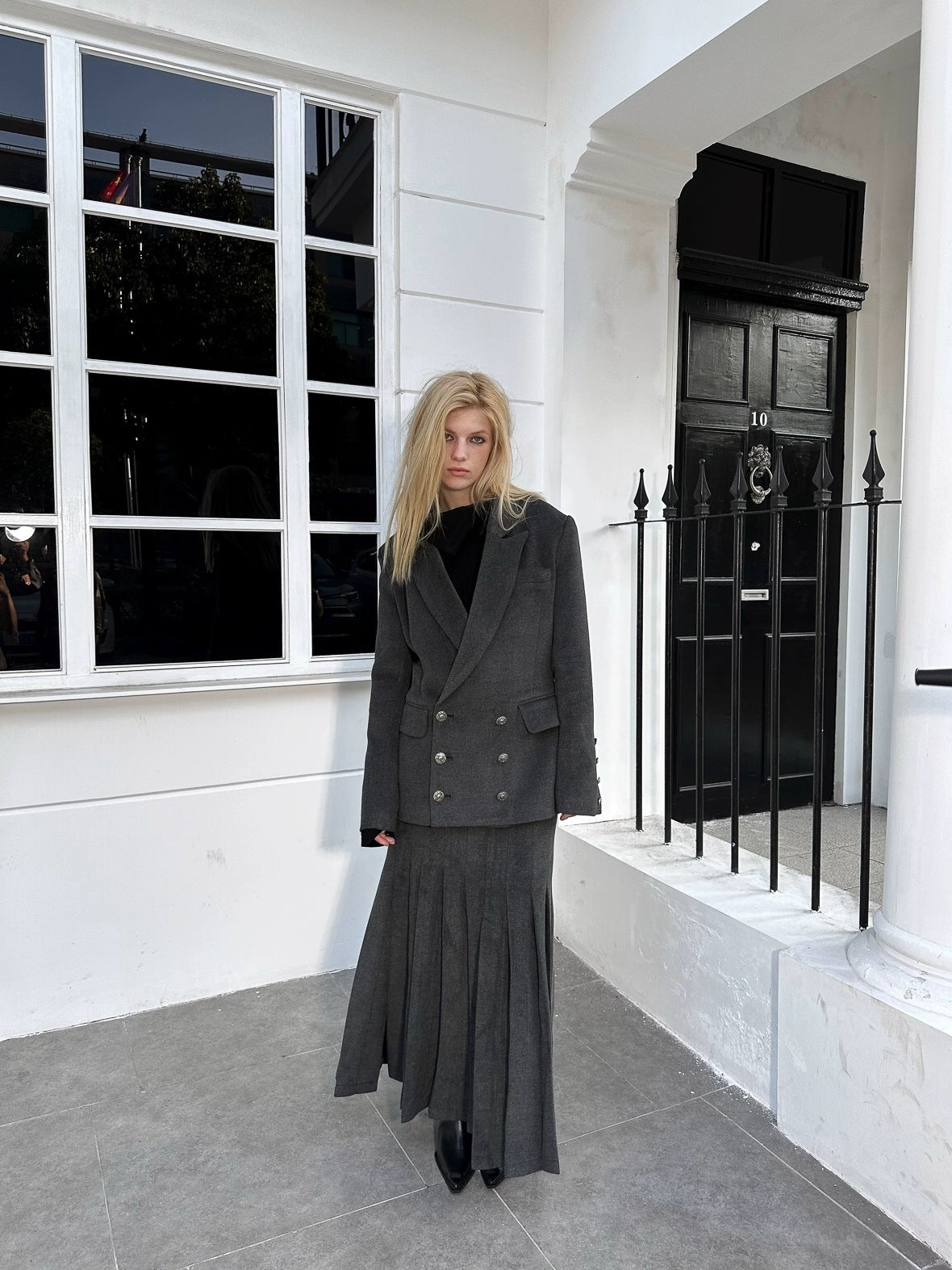 FULLTIDE Premium Wool Mid Length Notched Lapel Tailored Women Workwear Classic Coat