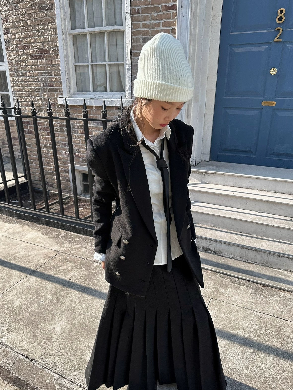 FULLTIDE Premium Wool Mid Length Notched Lapel Tailored Women Workwear Classic Coat