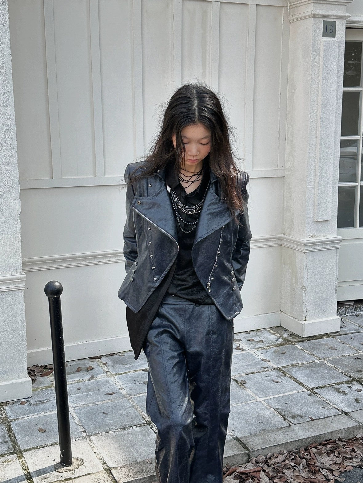 FULLTIDE Pu Leather Cropped Slim Fit Blazer Collar Street Women Burgundy Navy Jacket