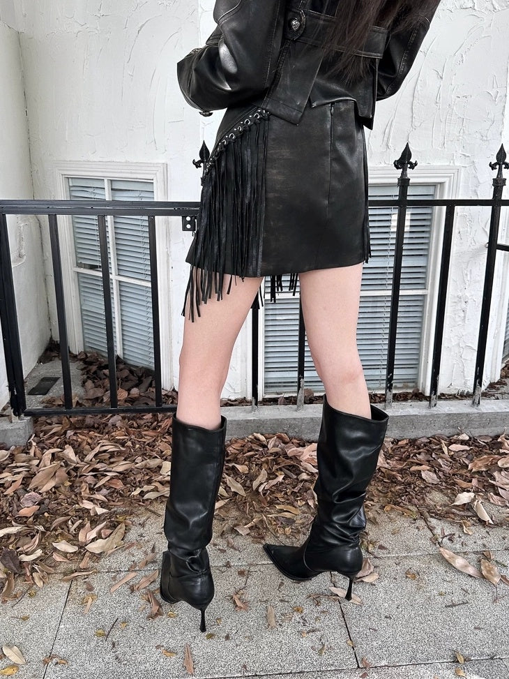 FULLTIDE Pu Leather Vintage Mid Waist Bodycon Black Women Short Mini Skirt