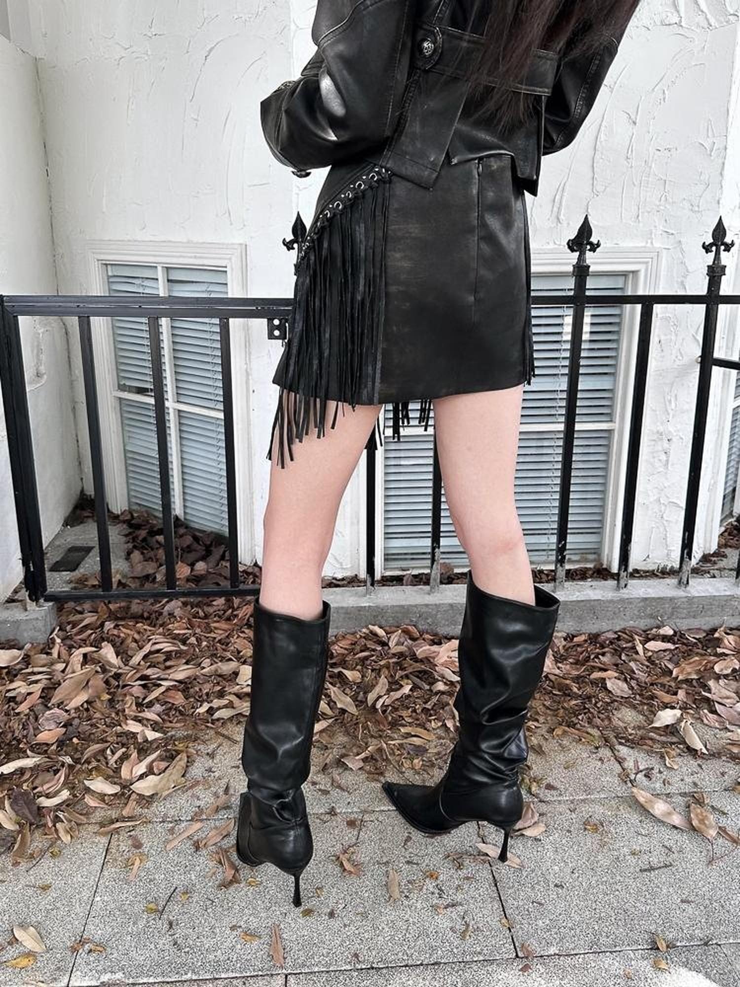 FULLTIDE Pu Leather Vintage Mid Waist Bodycon Black Women Short Mini Skirt