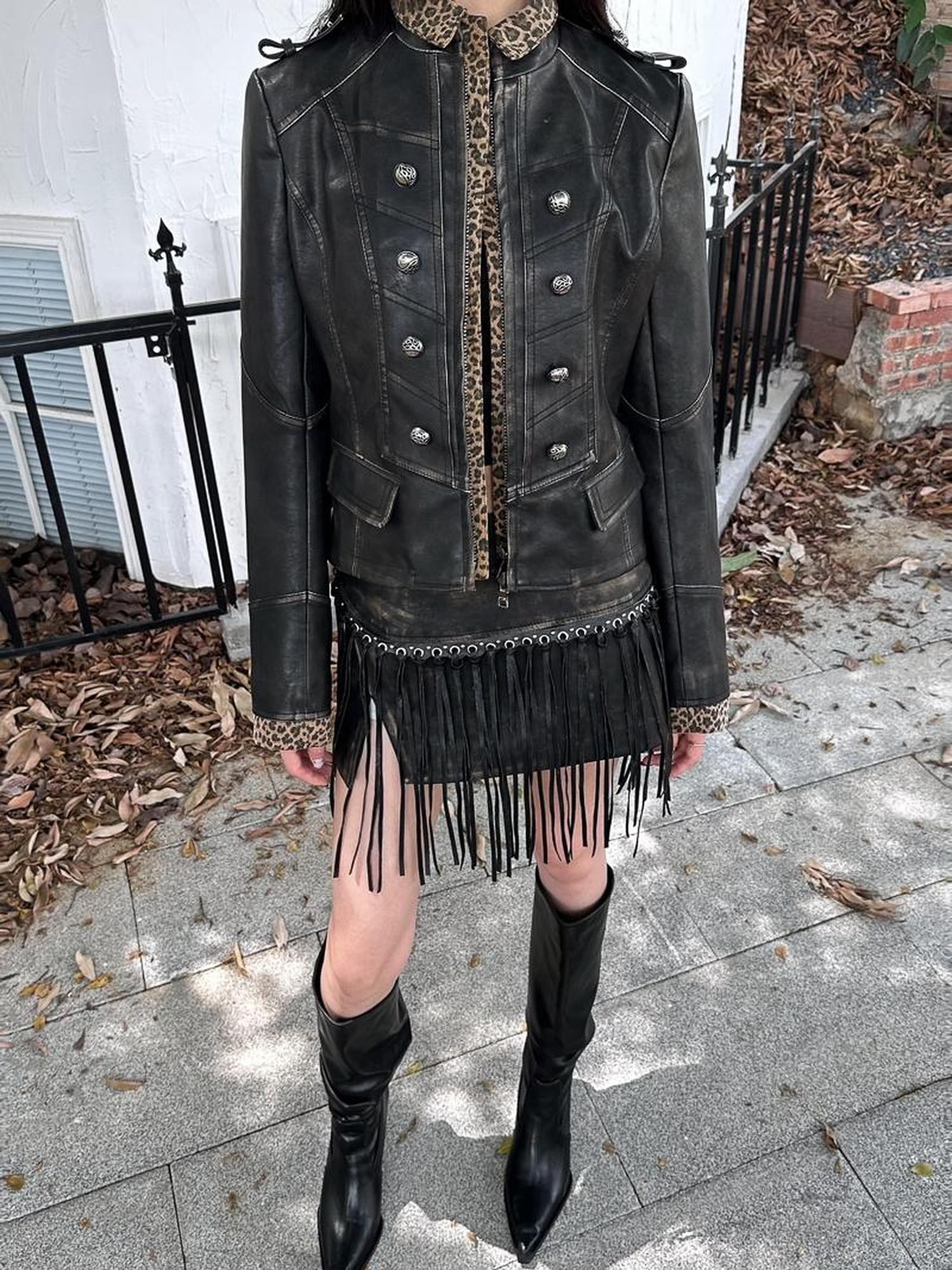 FULLTIDE Pu Leather Vintage Mid Waist Bodycon Black Women Short Mini Skirt