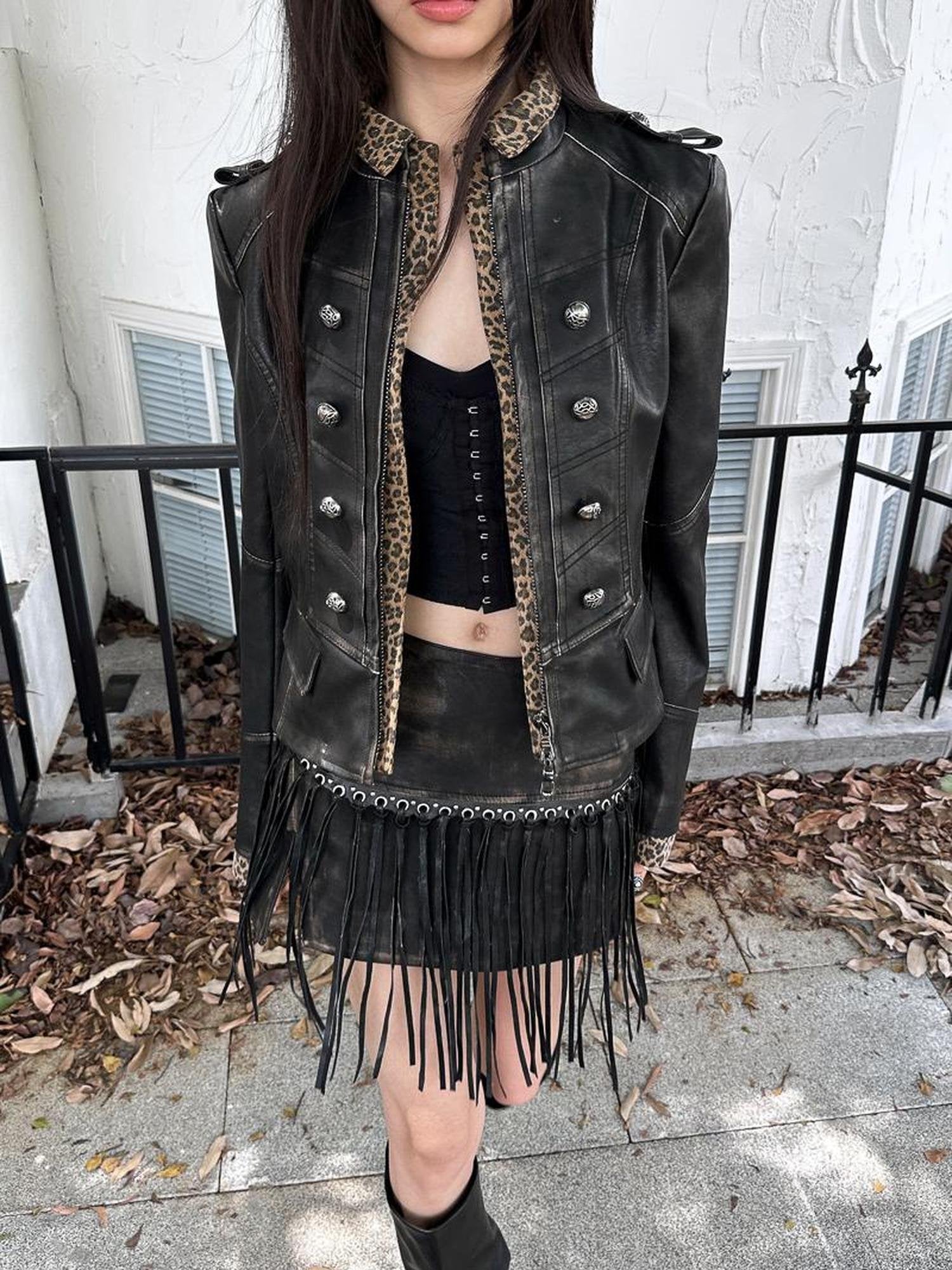 FULLTIDE Pu Leather Vintage Mid Waist Bodycon Black Women Short Mini Skirt